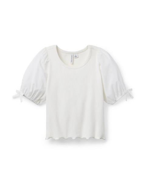 Ribbed Puff Sleeve Top
