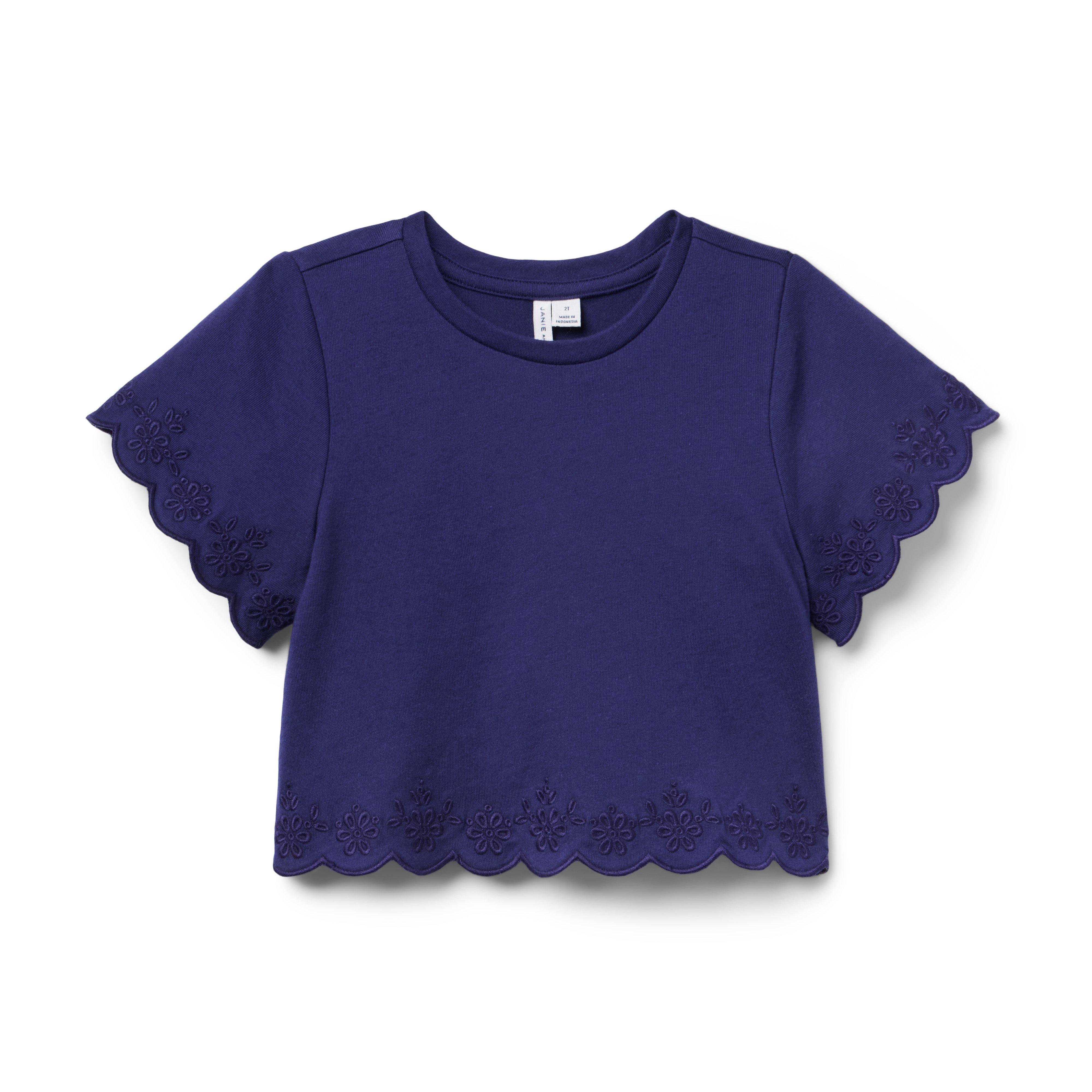 Embroidered Eyelet Trim Top
