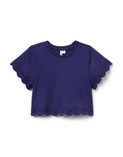 Embroidered Eyelet Trim Top