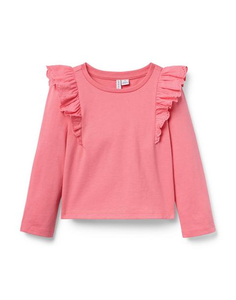 Eyelet Ruffle Shoulder Top