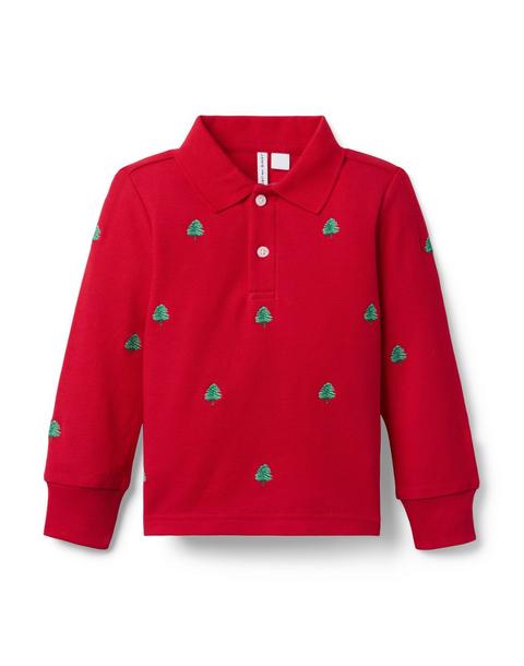 Embroidered Tree Pique Polo