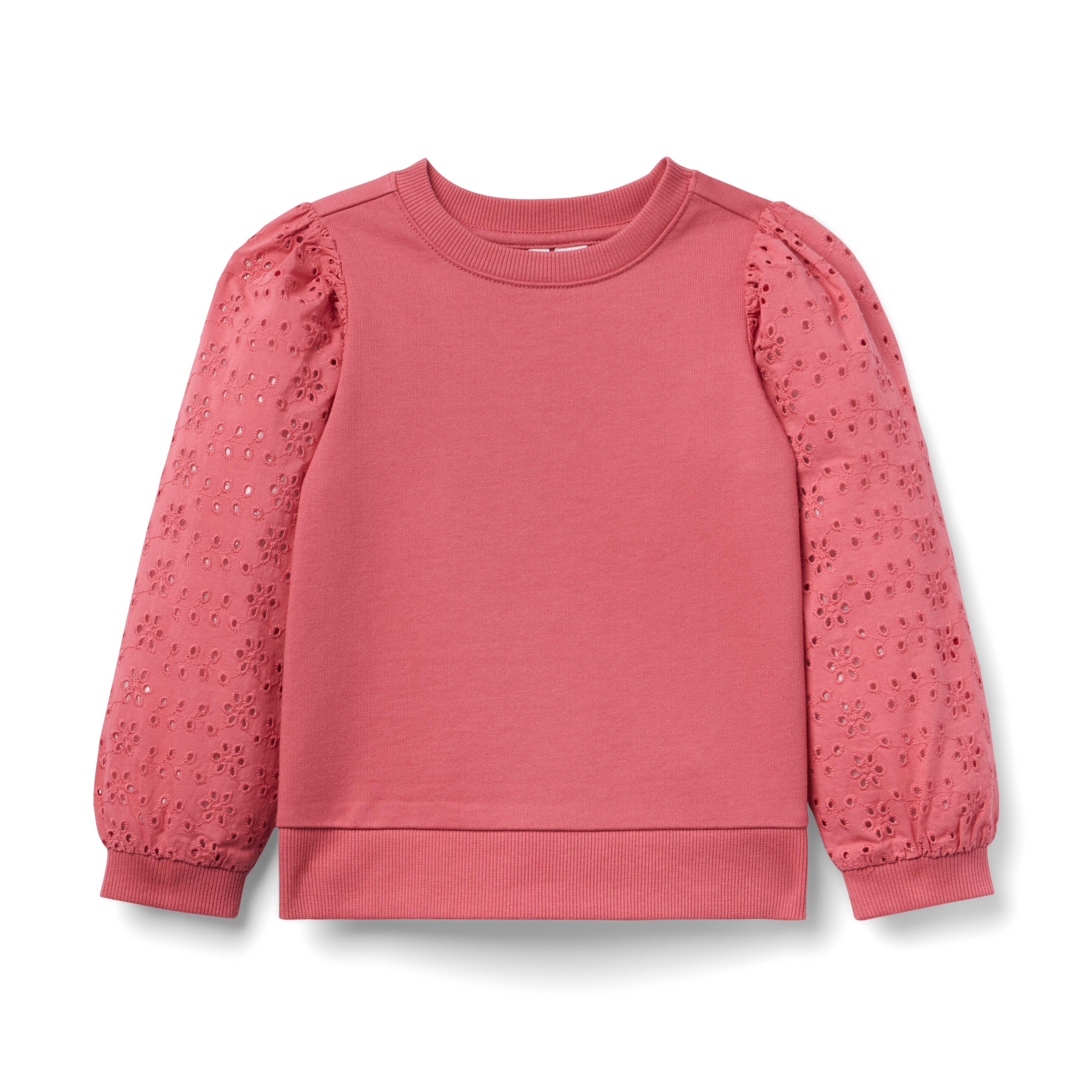 Eyelet Puff Sleeve Sweatshirt
