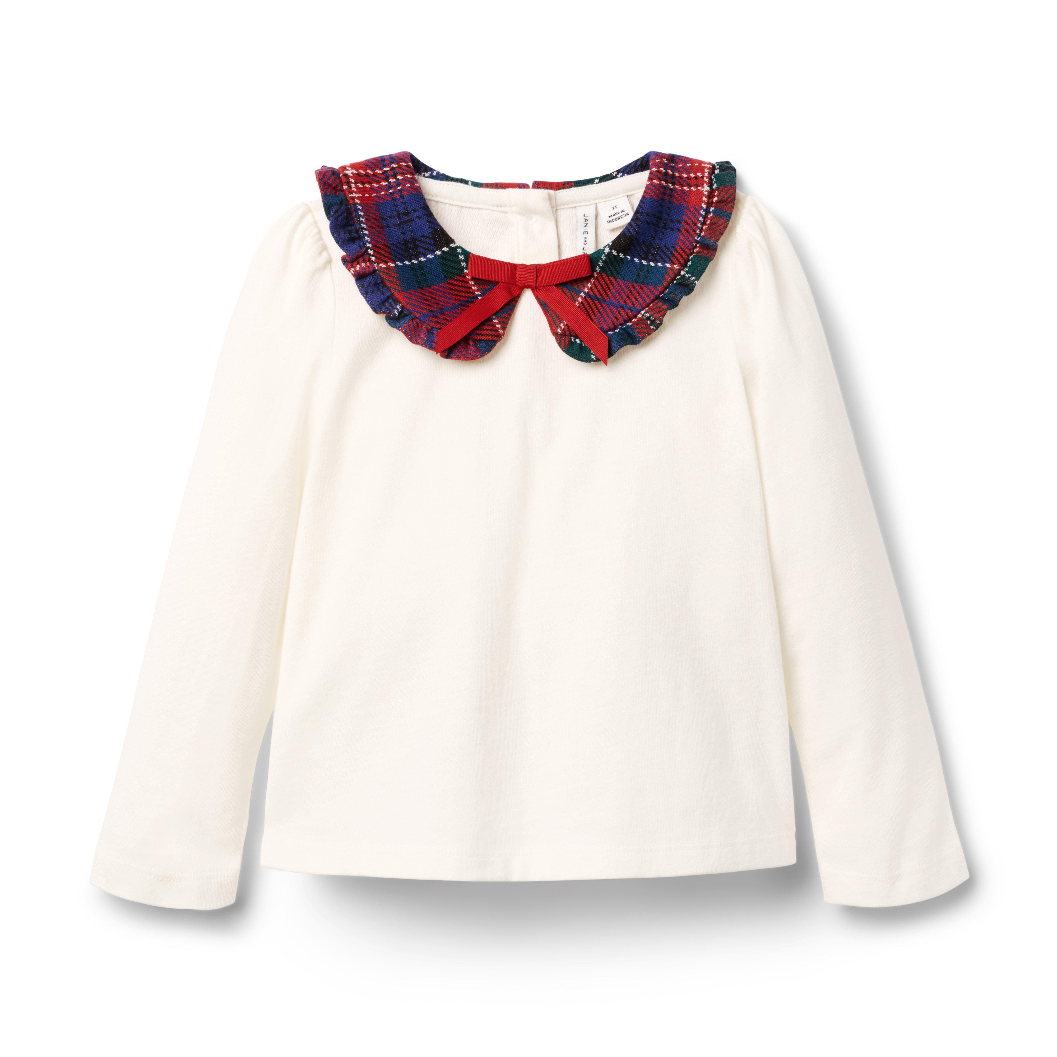 Tartan Ruffle Collar Top