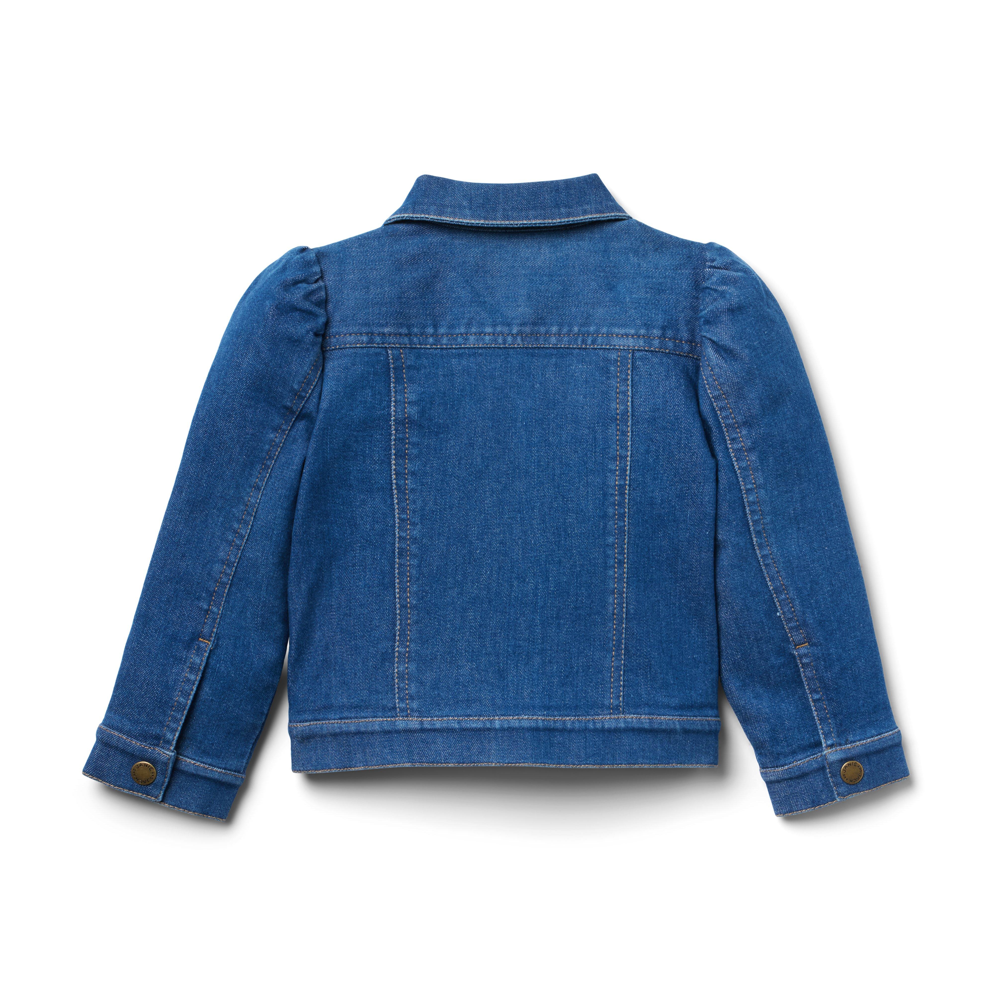 Denim Puff Sleeve Jacket In Medium Wash image number 1