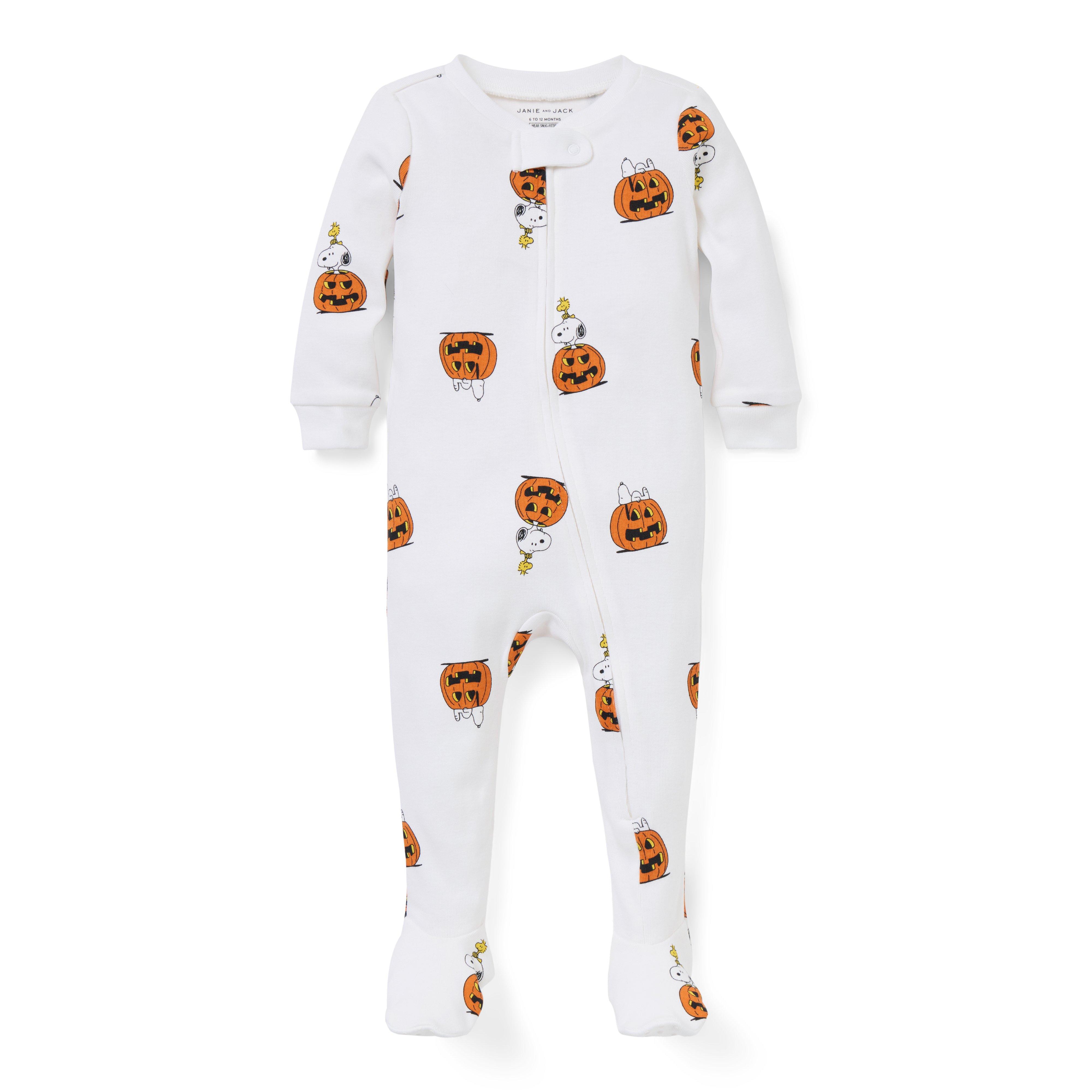 Baby Good Night Footed Pajama In Peanuts Halloween Pumpkin