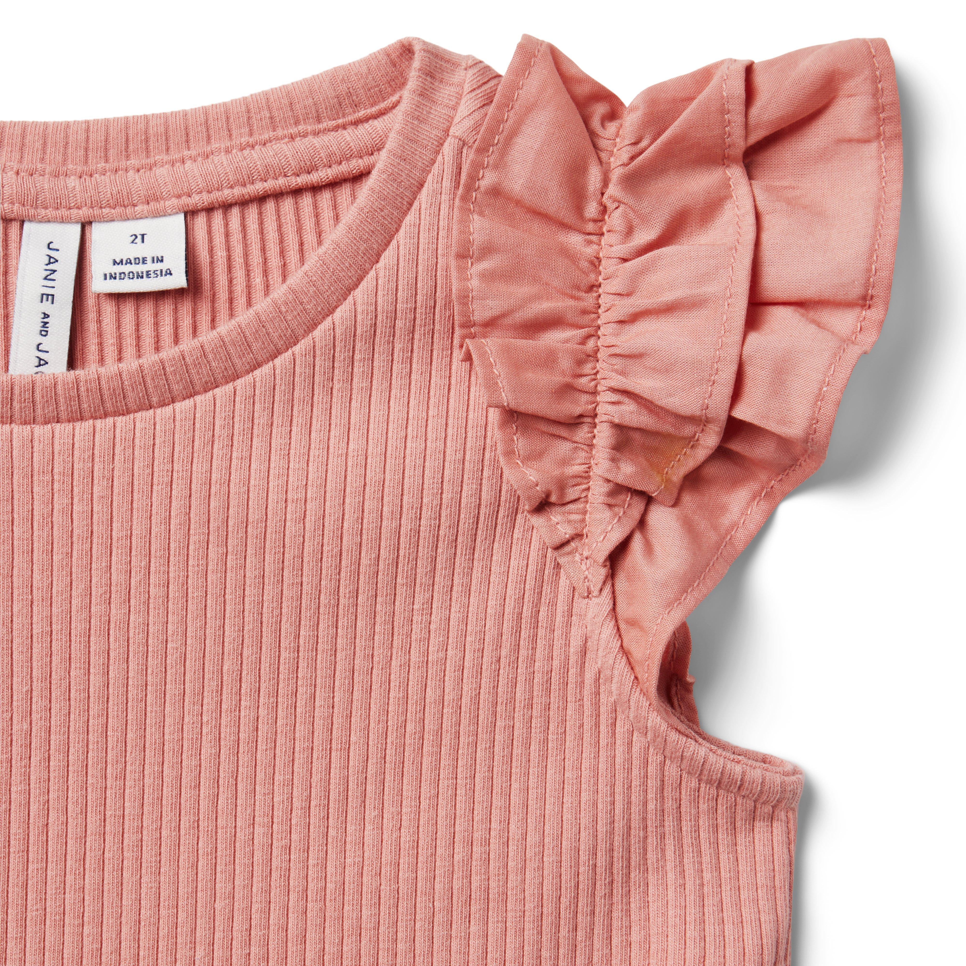 Ribbed Ruffle Sleeve Top image number 2