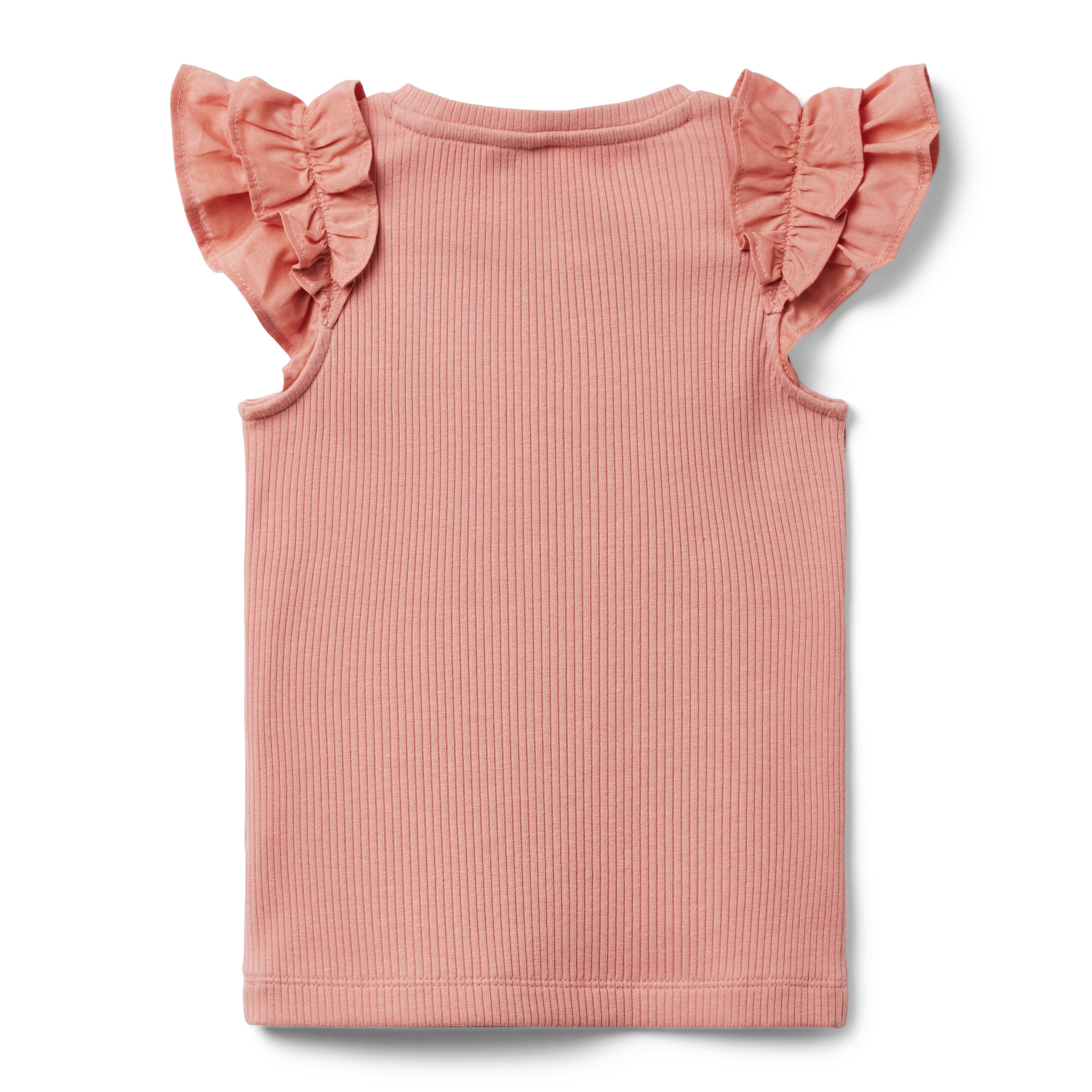 Ribbed Ruffle Sleeve Top image number 1