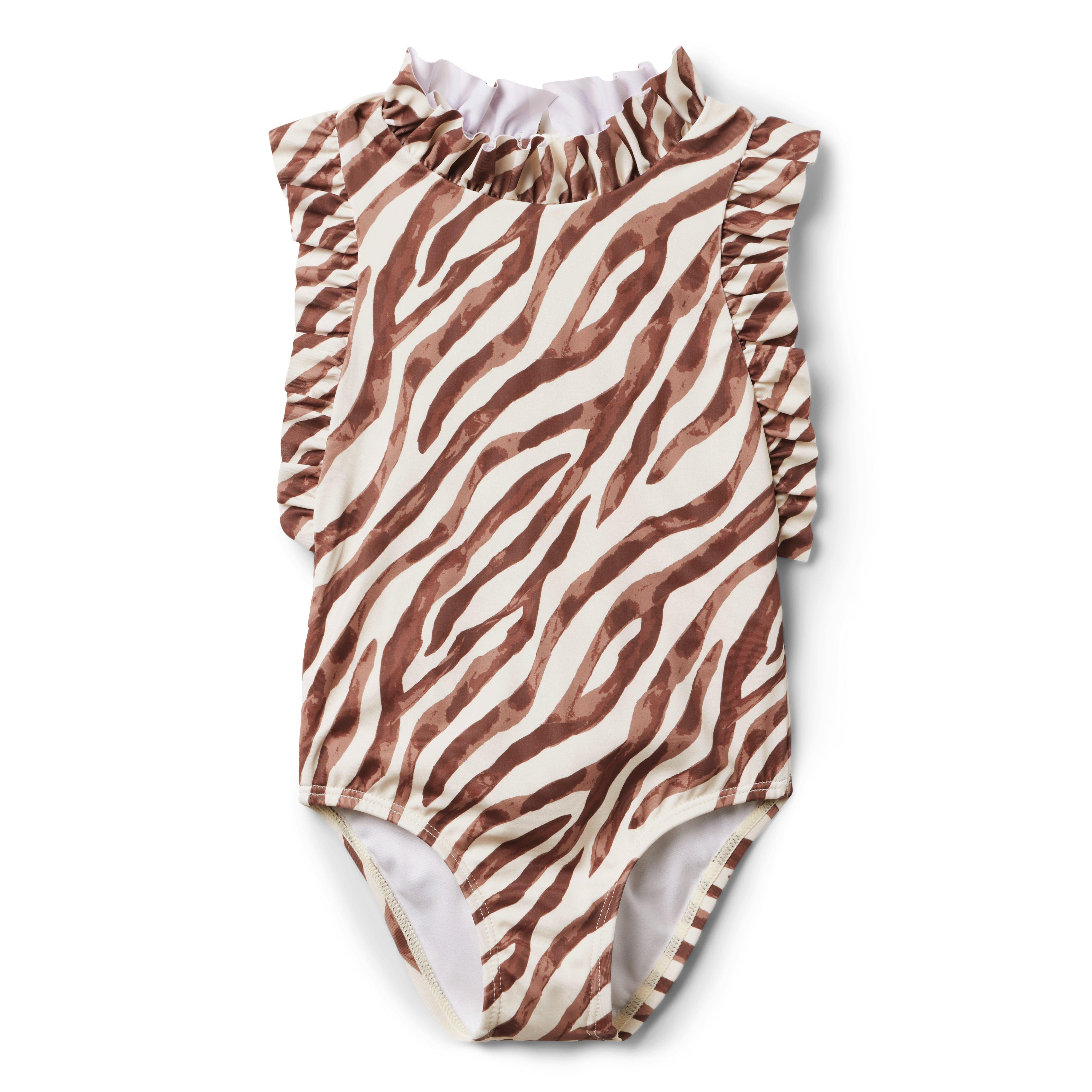 Recycled Zebra Ruffle Swimsuit