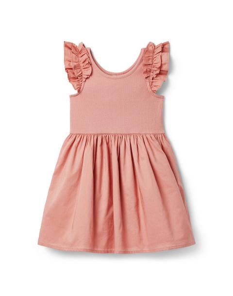 Ribbed Ruffle Sleeve Dress