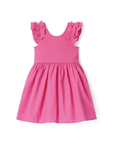 Ribbed Ruffle Sleeve Dress