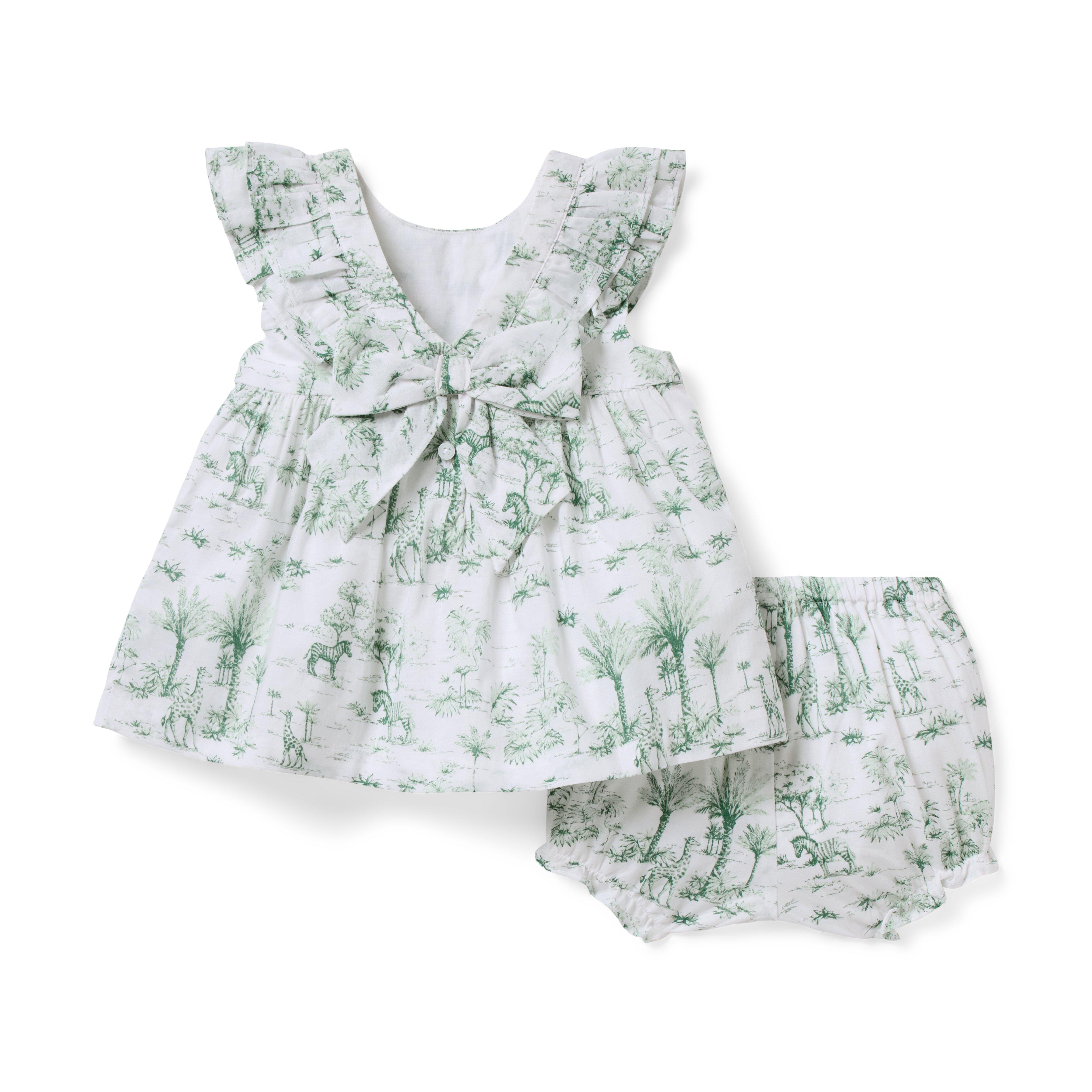 Baby Safari Toile Ruffle Matching Set image number 1