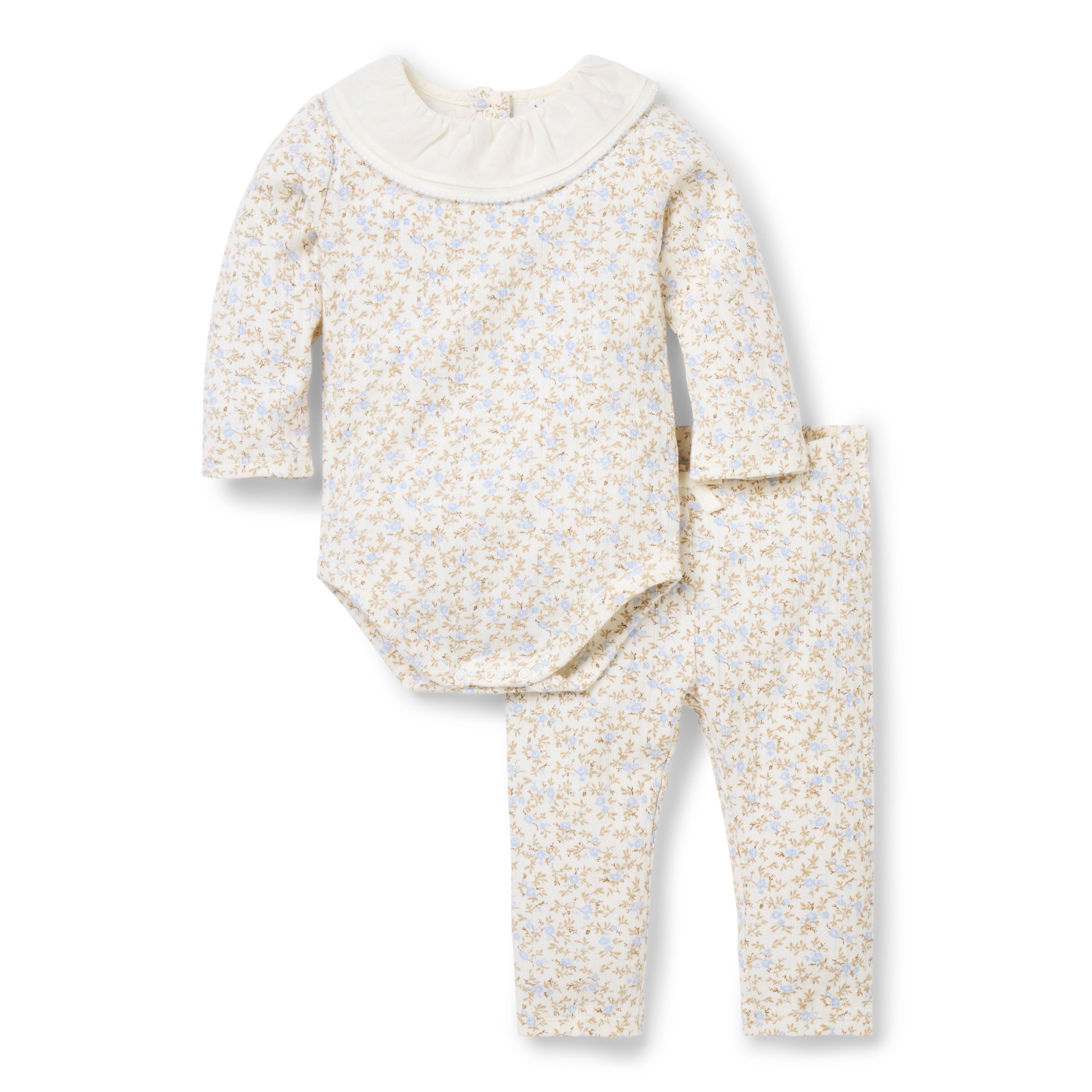  Baby Floral Ruffle Collar Matching Set 