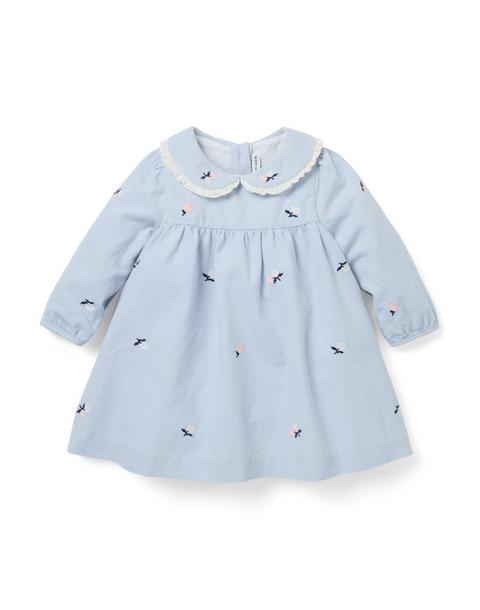 Baby Embroidered Floral Corduroy Dress
