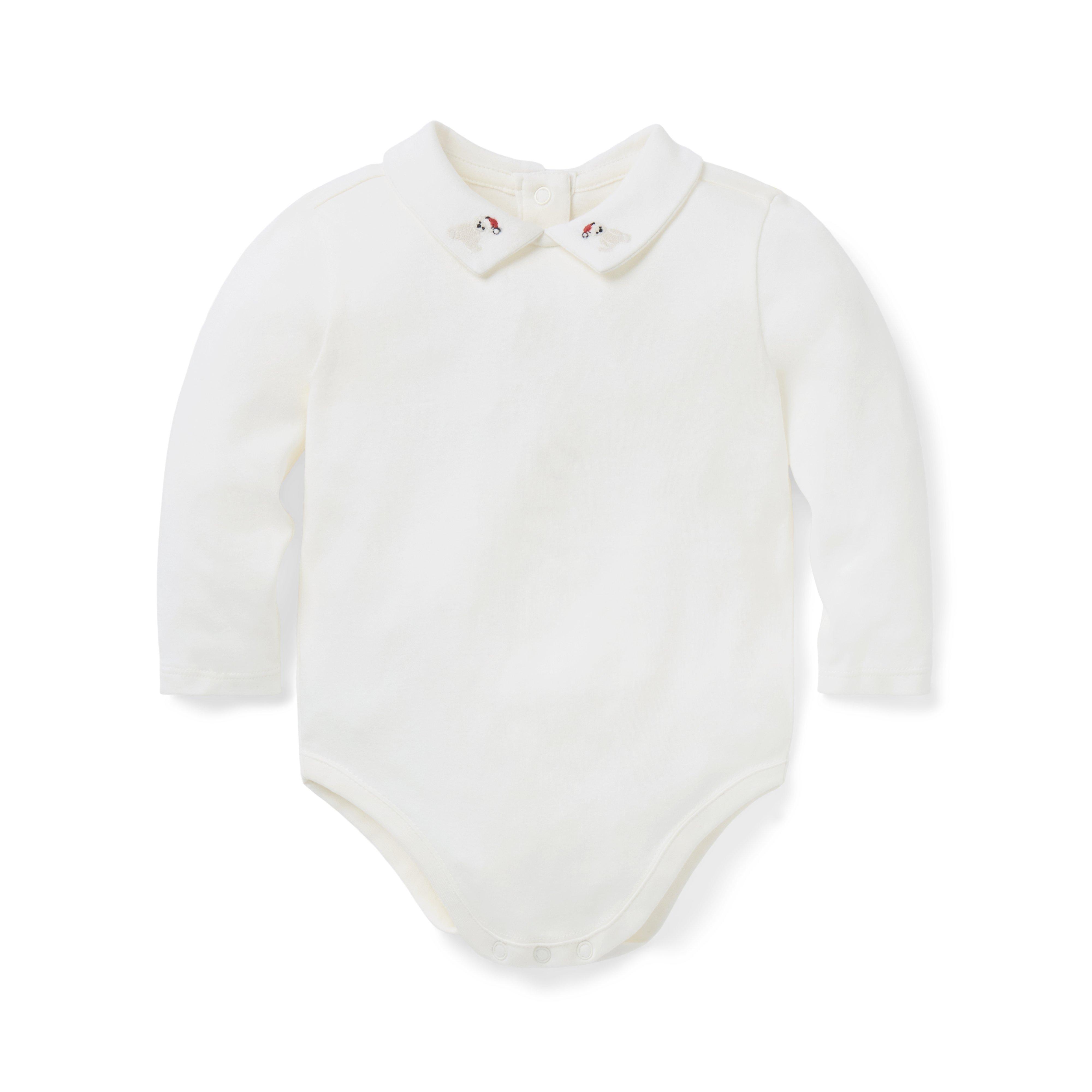 Baby Embroidered Bear Collar Bodysuit