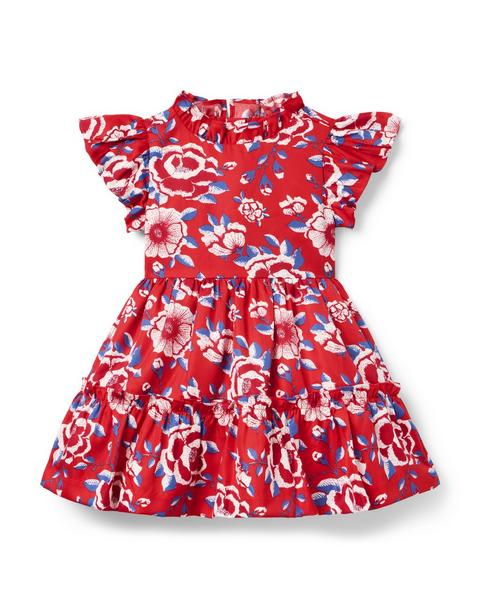Floral Ruffle Sleeve Dress