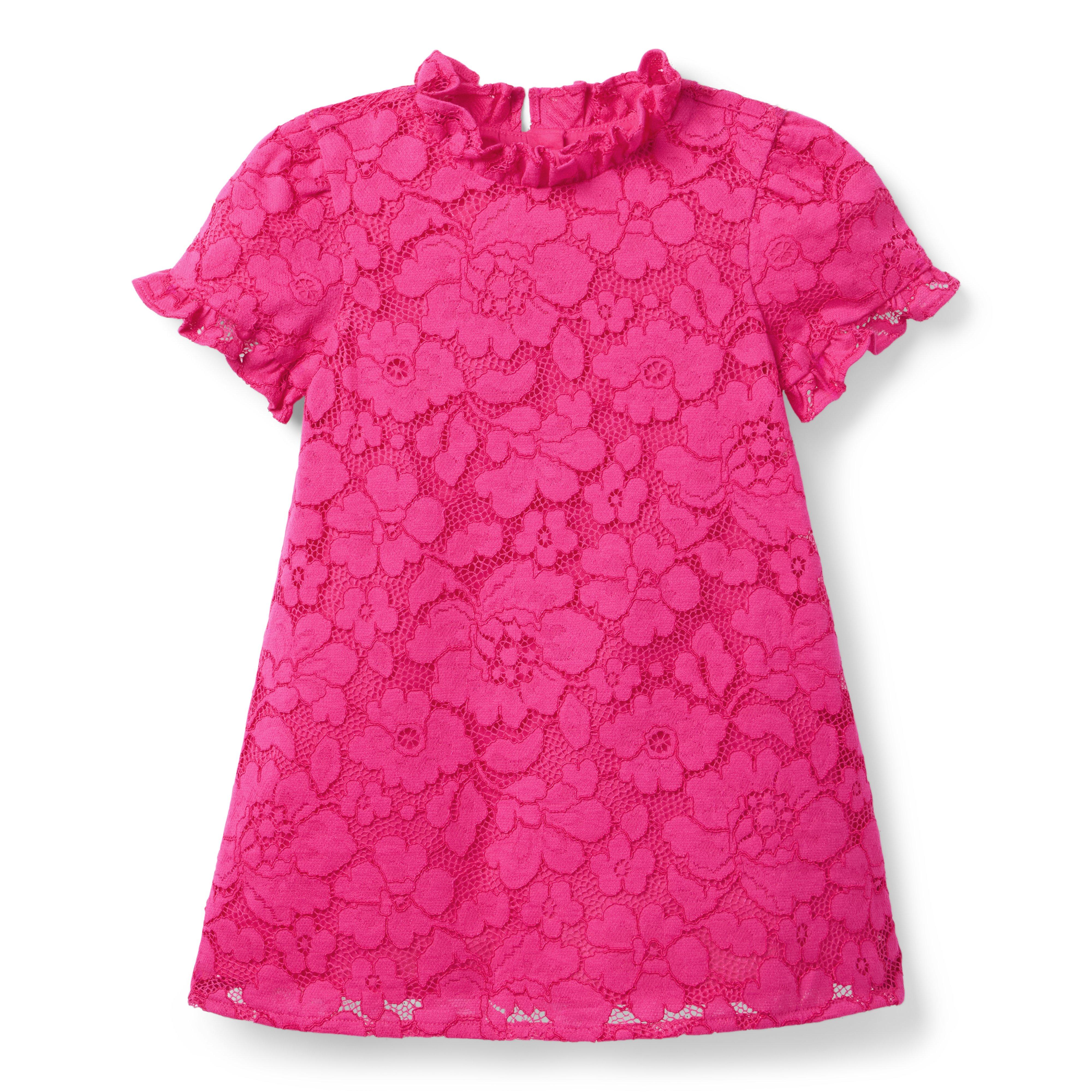 Floral Lace Ruffle Trim Dress
