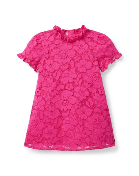 Floral Lace Ruffle Trim Dress