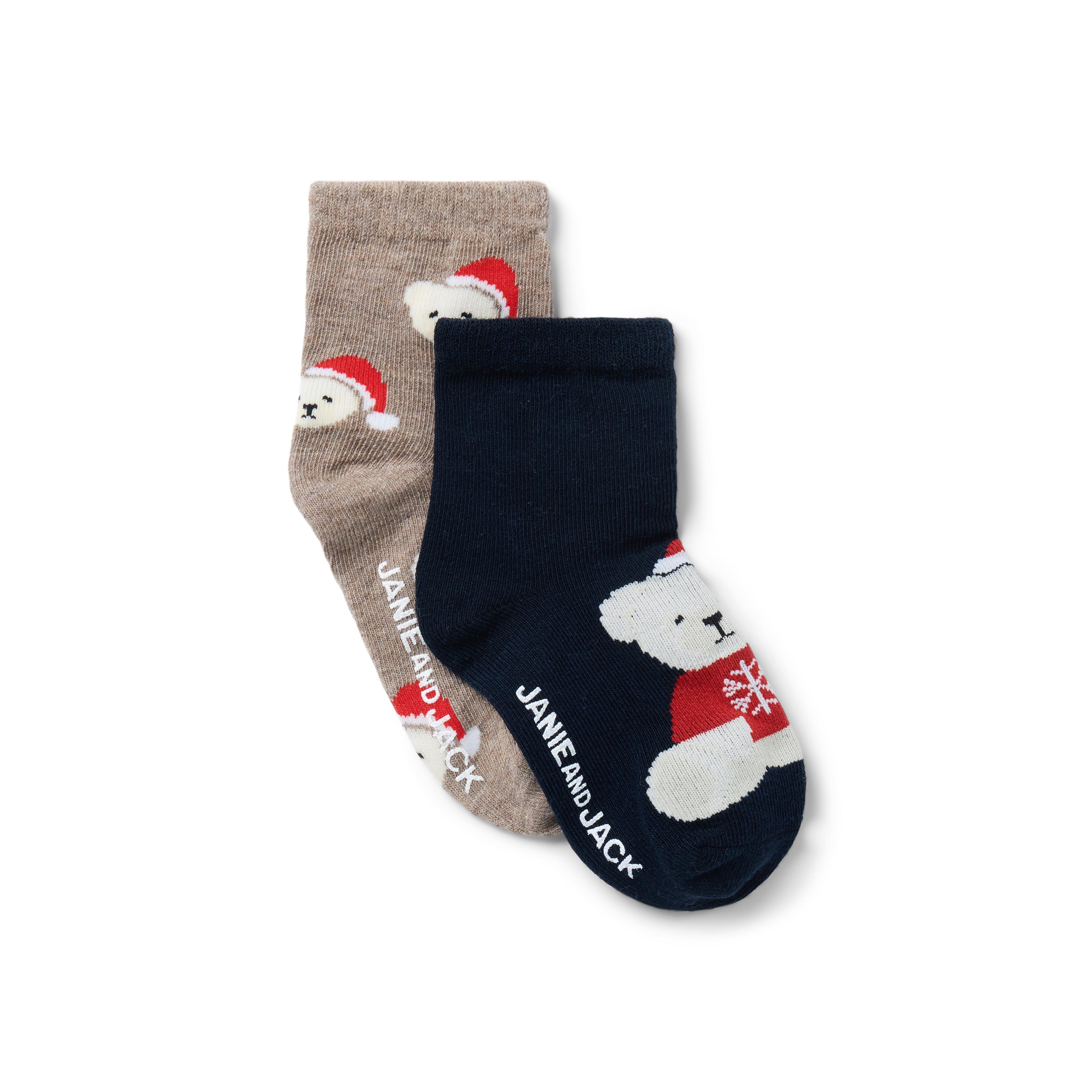 Baby Santa Bear Sock 2-Pack