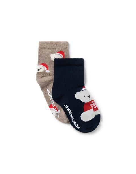 Baby Santa Bear Sock 2-Pack