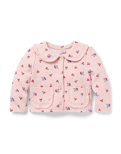 Baby Cherry Floral Quilted Cardigan