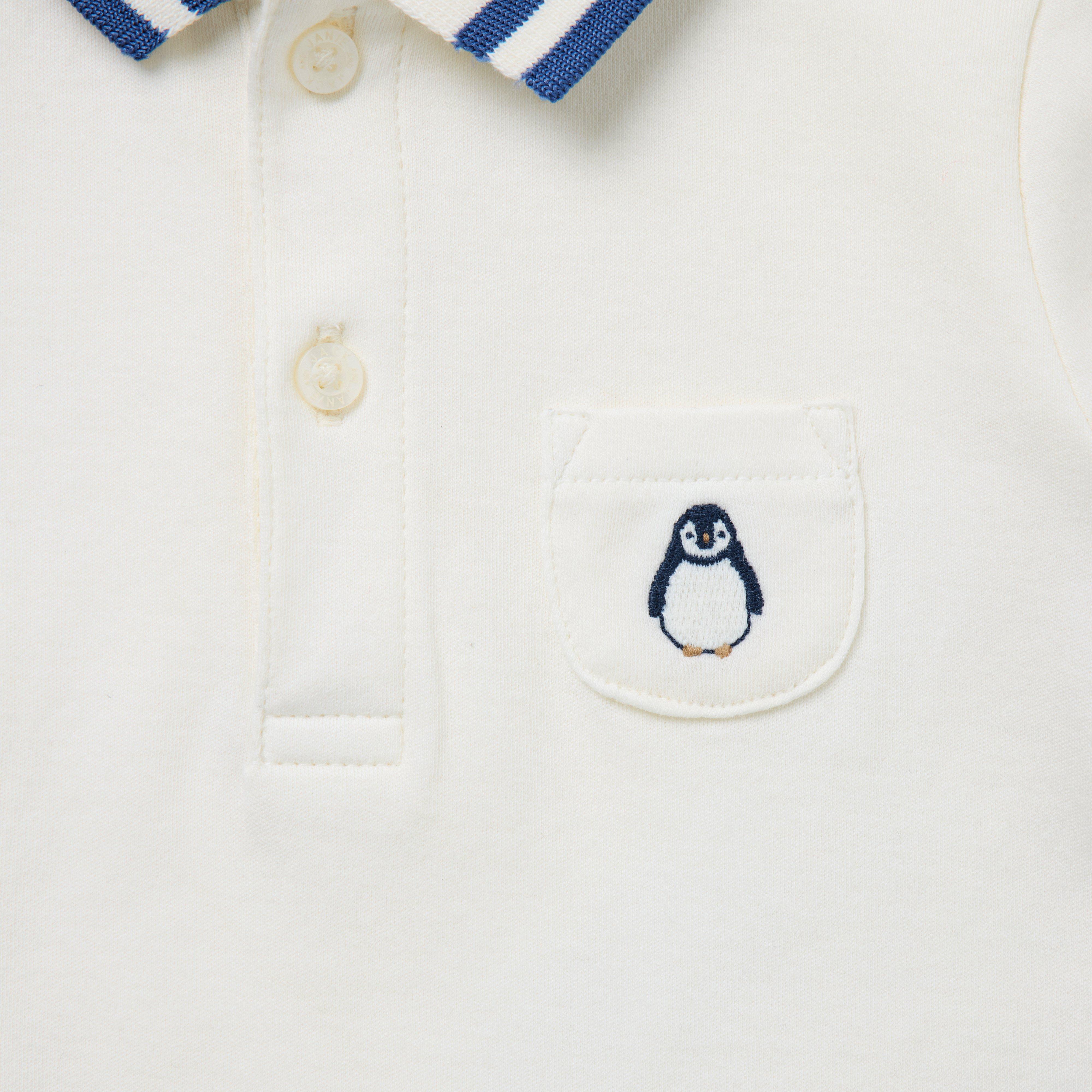 Baby Embroidered Penguin Polo Bodysuit image number 1
