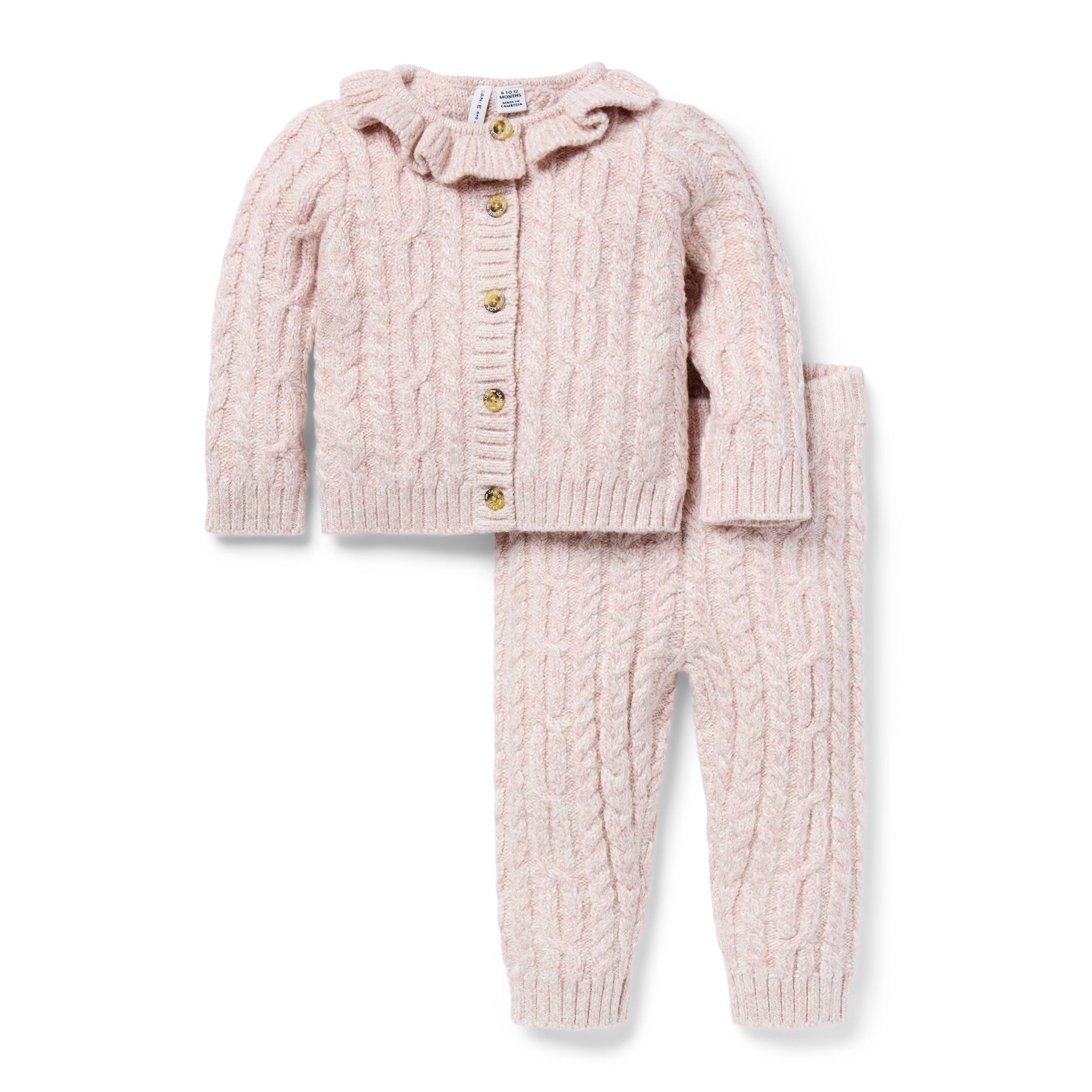 Baby Cable Knit Collared Matching Set