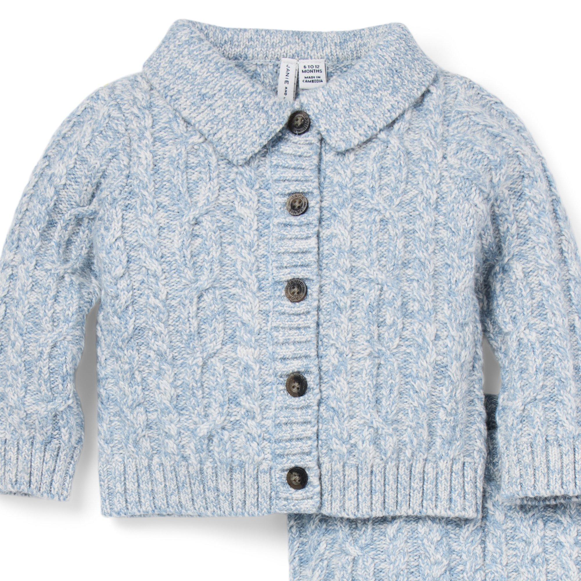 Baby Cable Knit Collared Matching Set image number 1