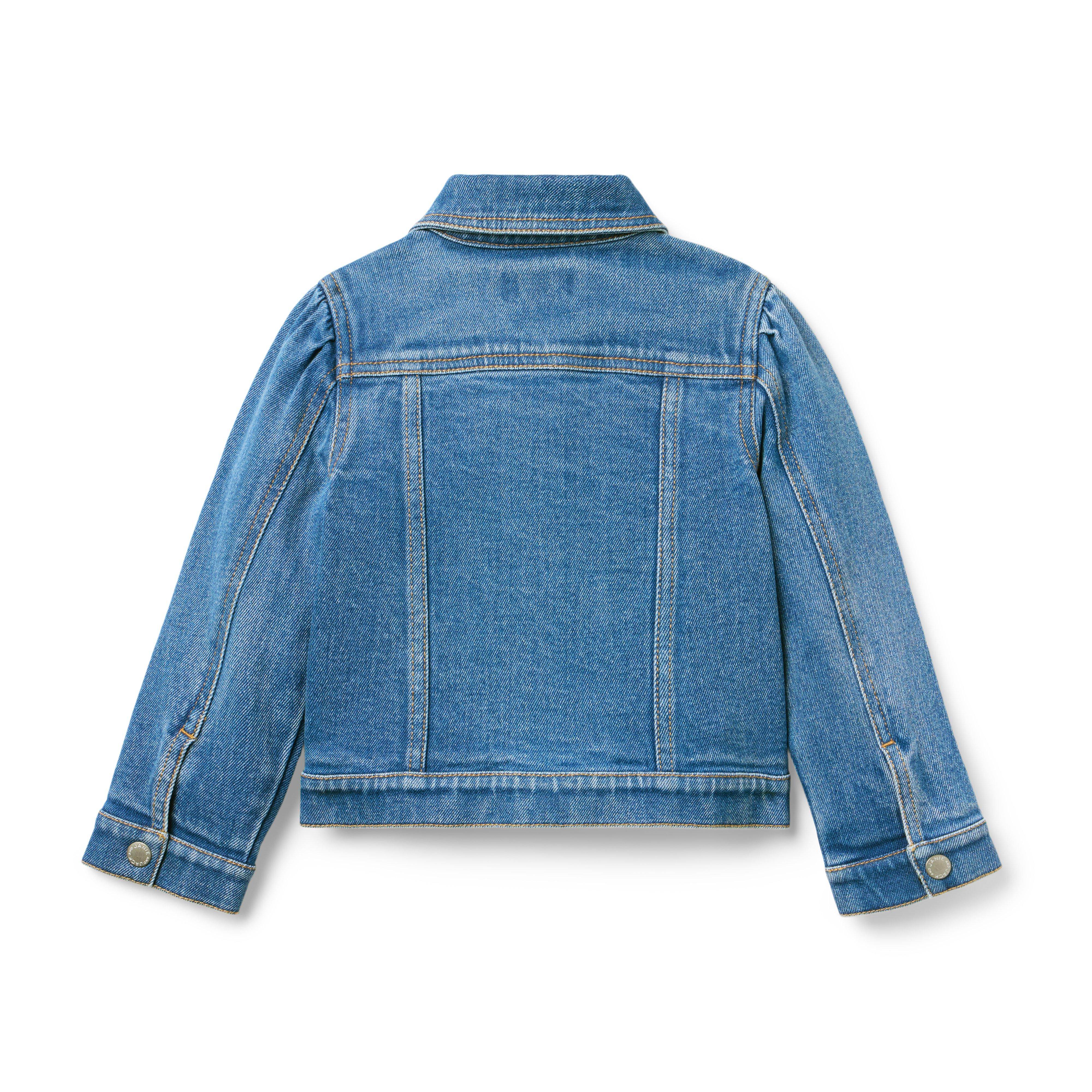 Denim Puff Sleeve Jacket In Medium Wash image number 1