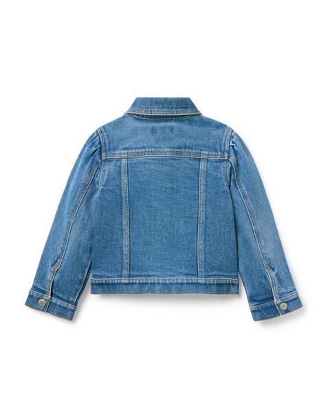 Denim Puff Sleeve Jacket In Medium Wash