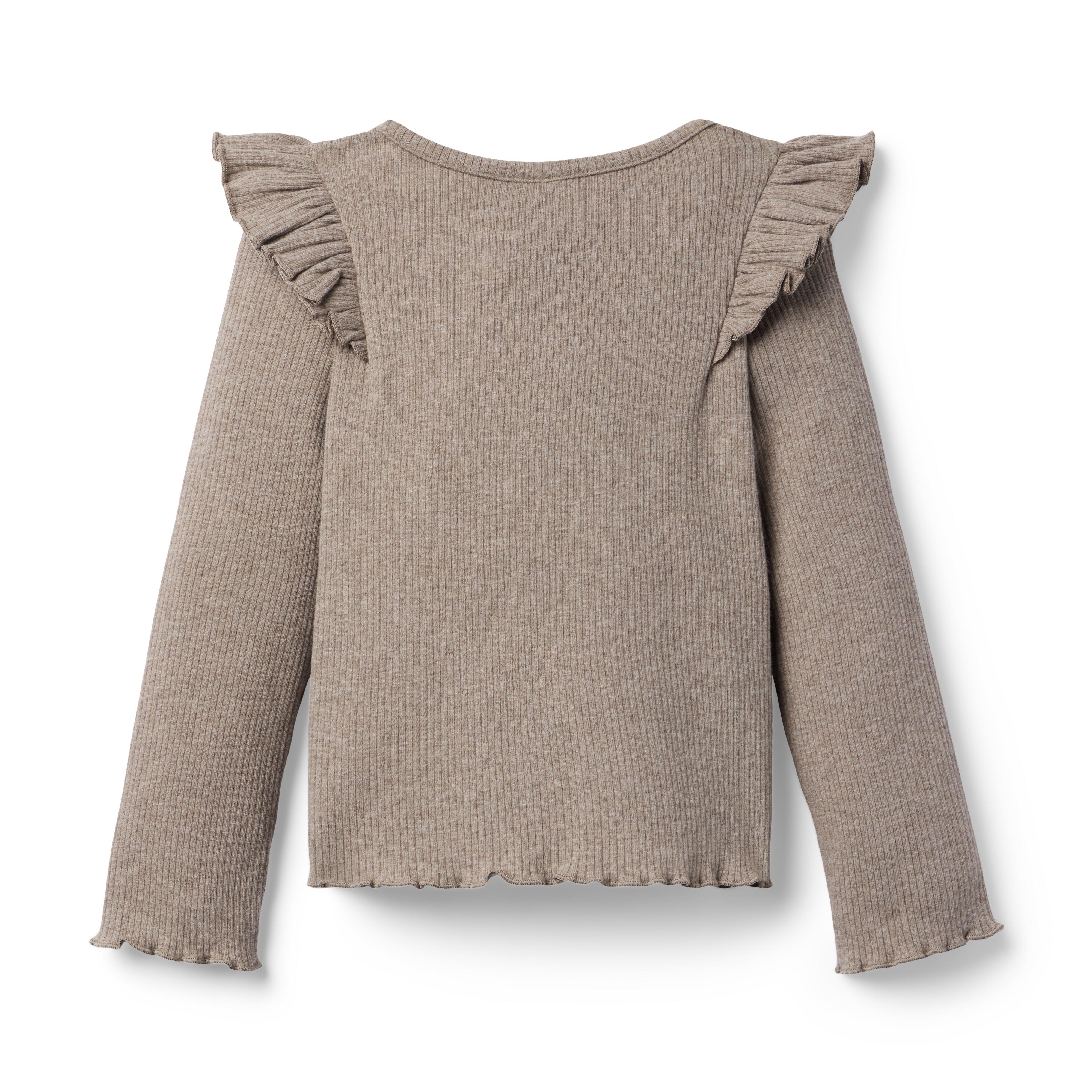 Ribbed Ruffle Shoulder Top image number 1