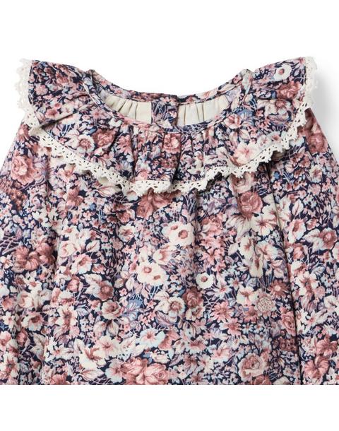 Floral Ruffle Collar Top