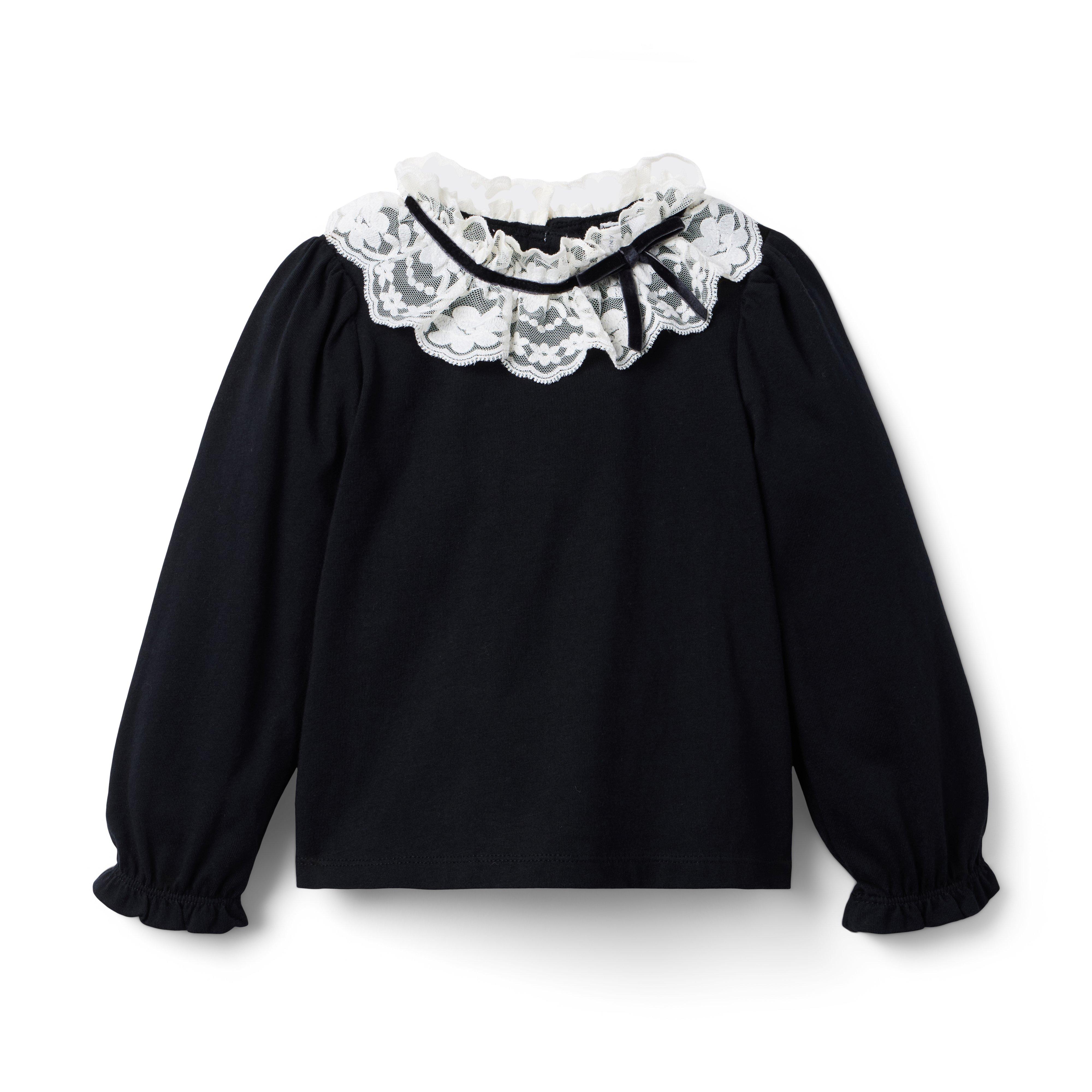 Lace Bow Collar Top