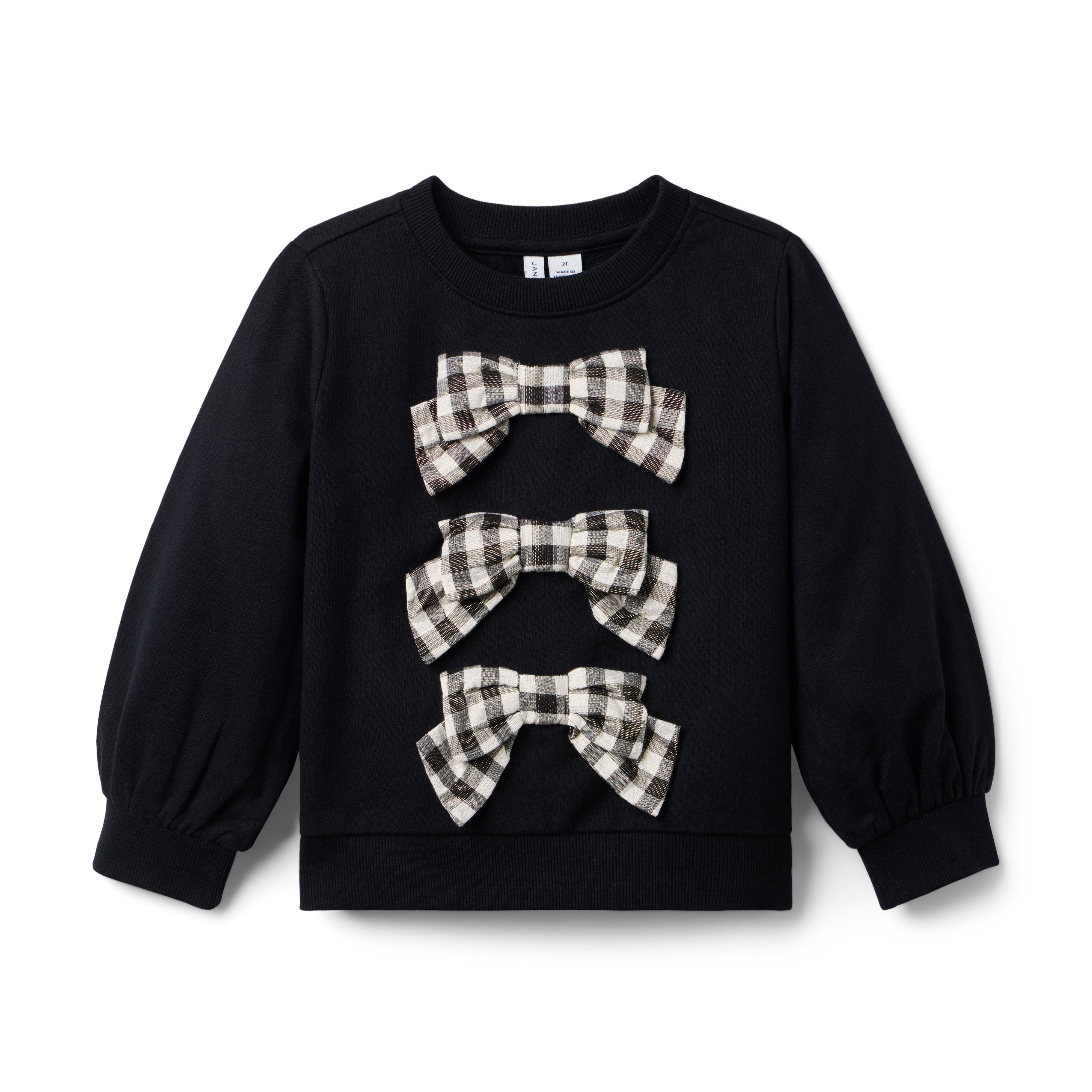 Gingham Shimmer Bow Sweater