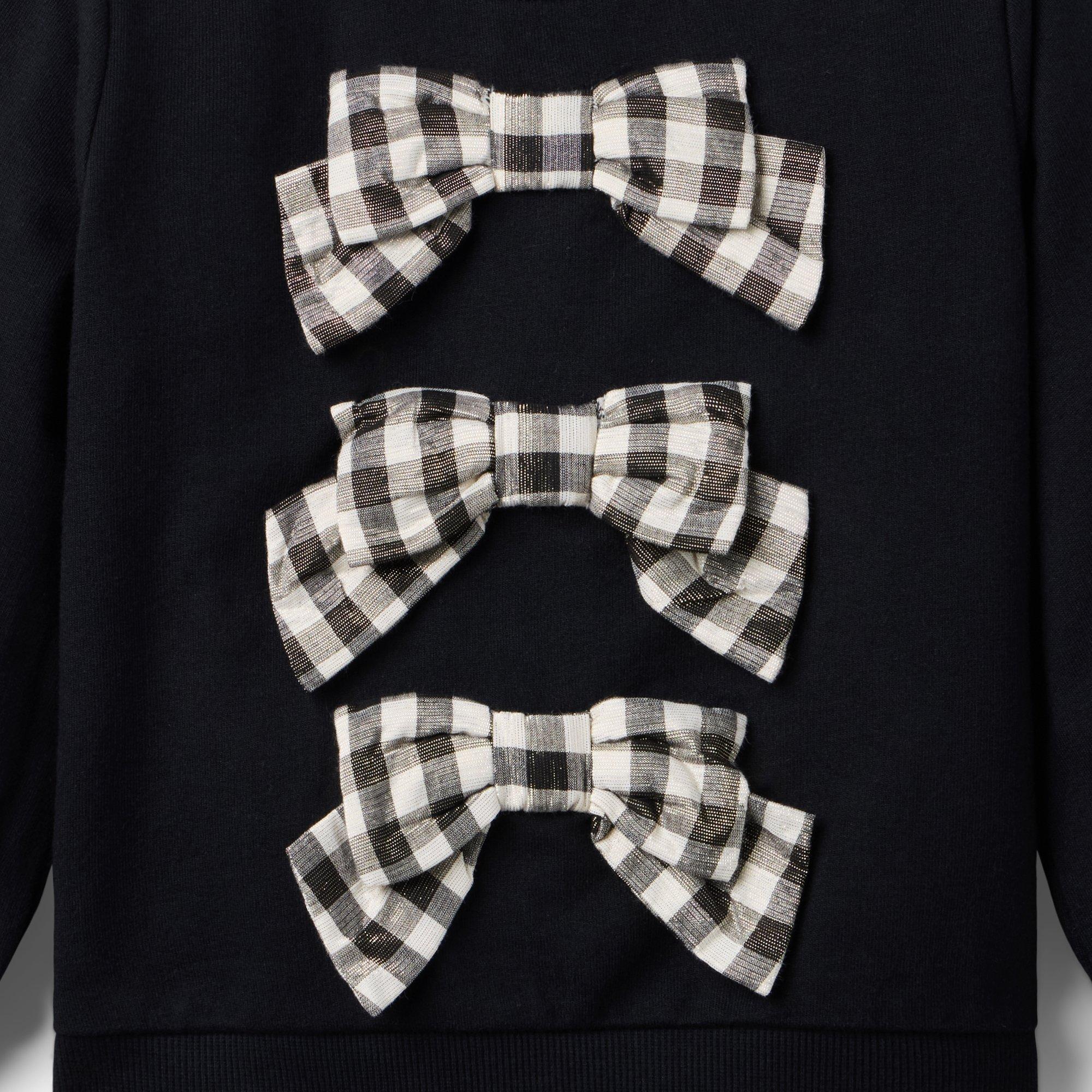 Gingham Shimmer Bow Sweater image number 1