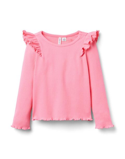 Ribbed Ruffle Shoulder Top