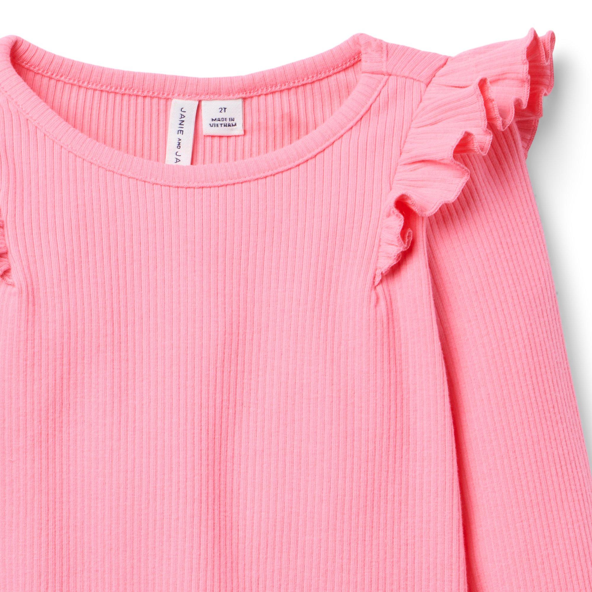 Ribbed Ruffle Shoulder Top image number 1