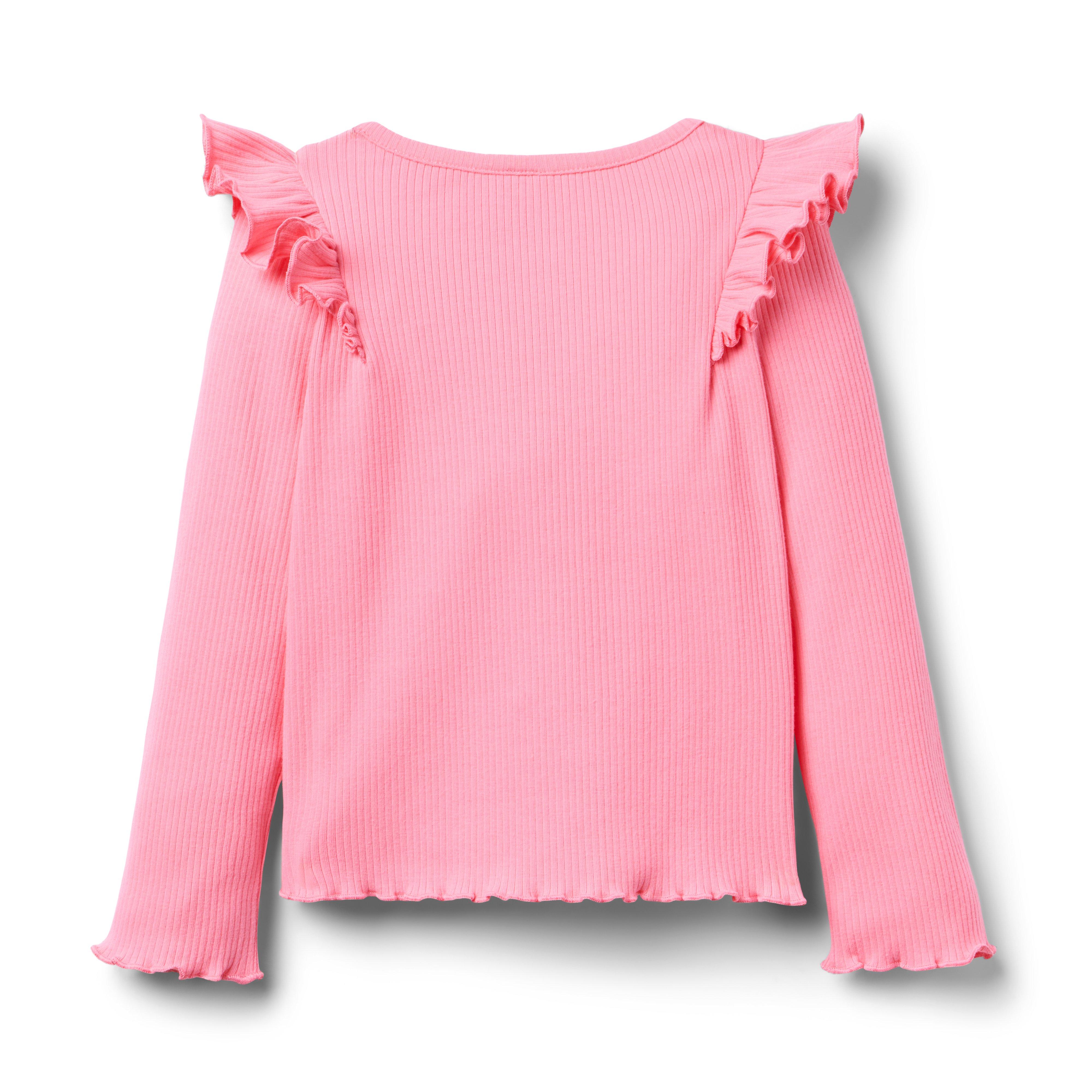 Ribbed Ruffle Shoulder Top image number 2