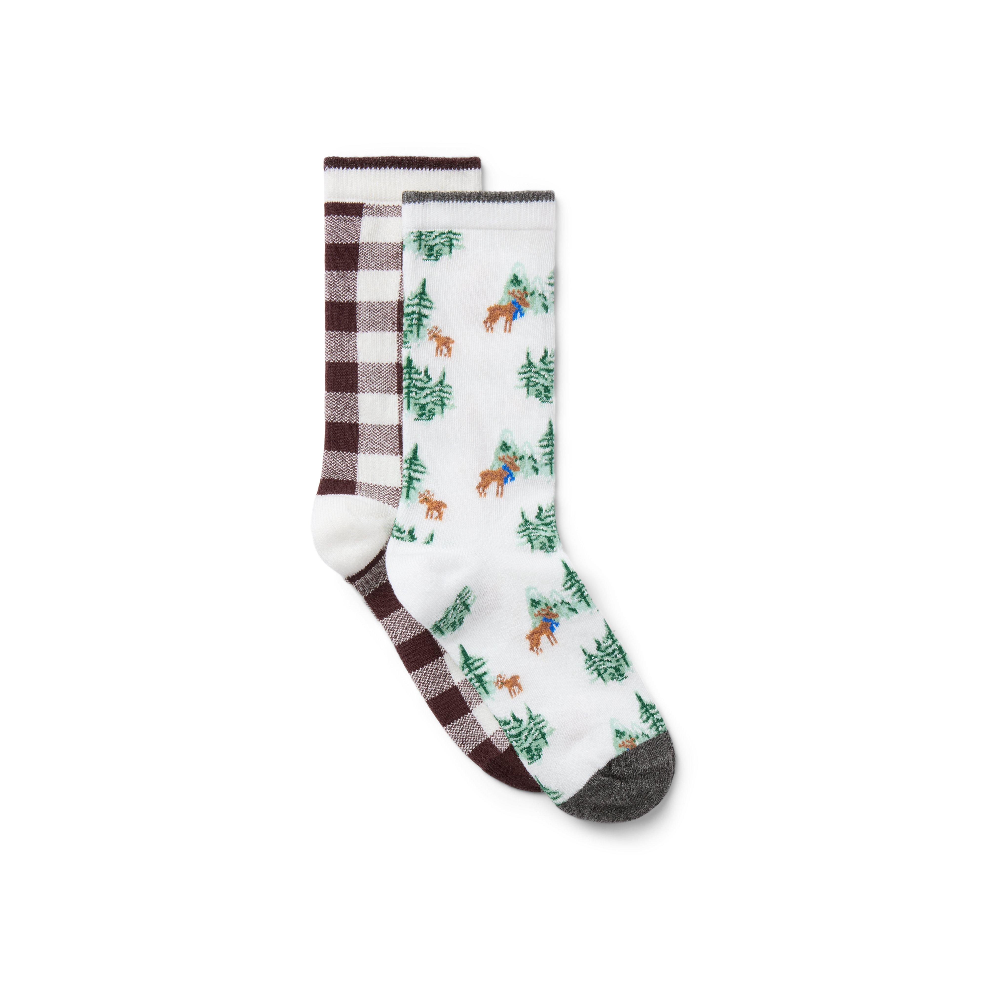 Moose And Check Sock 2-Pack