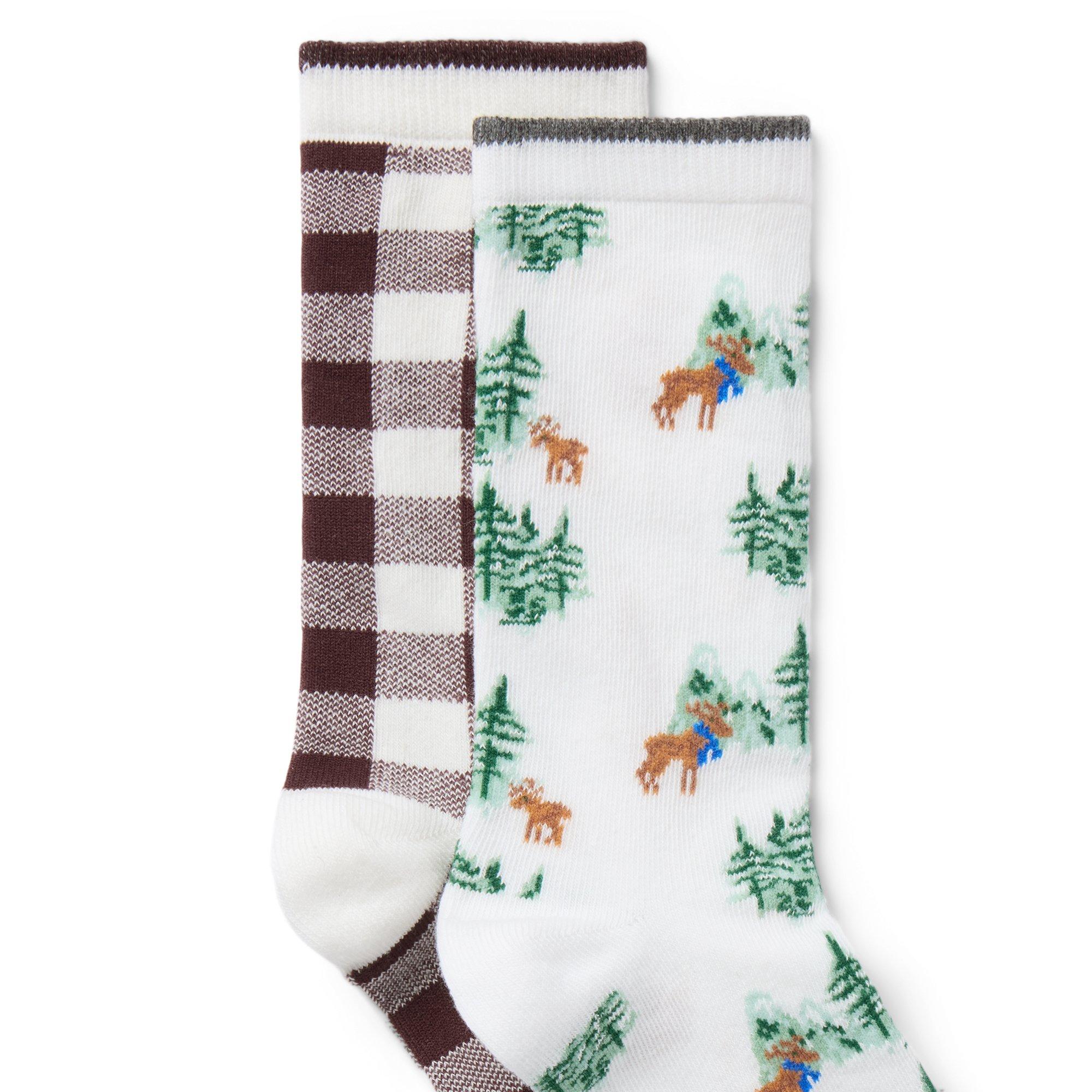 Moose And Check Sock 2-Pack image number 1