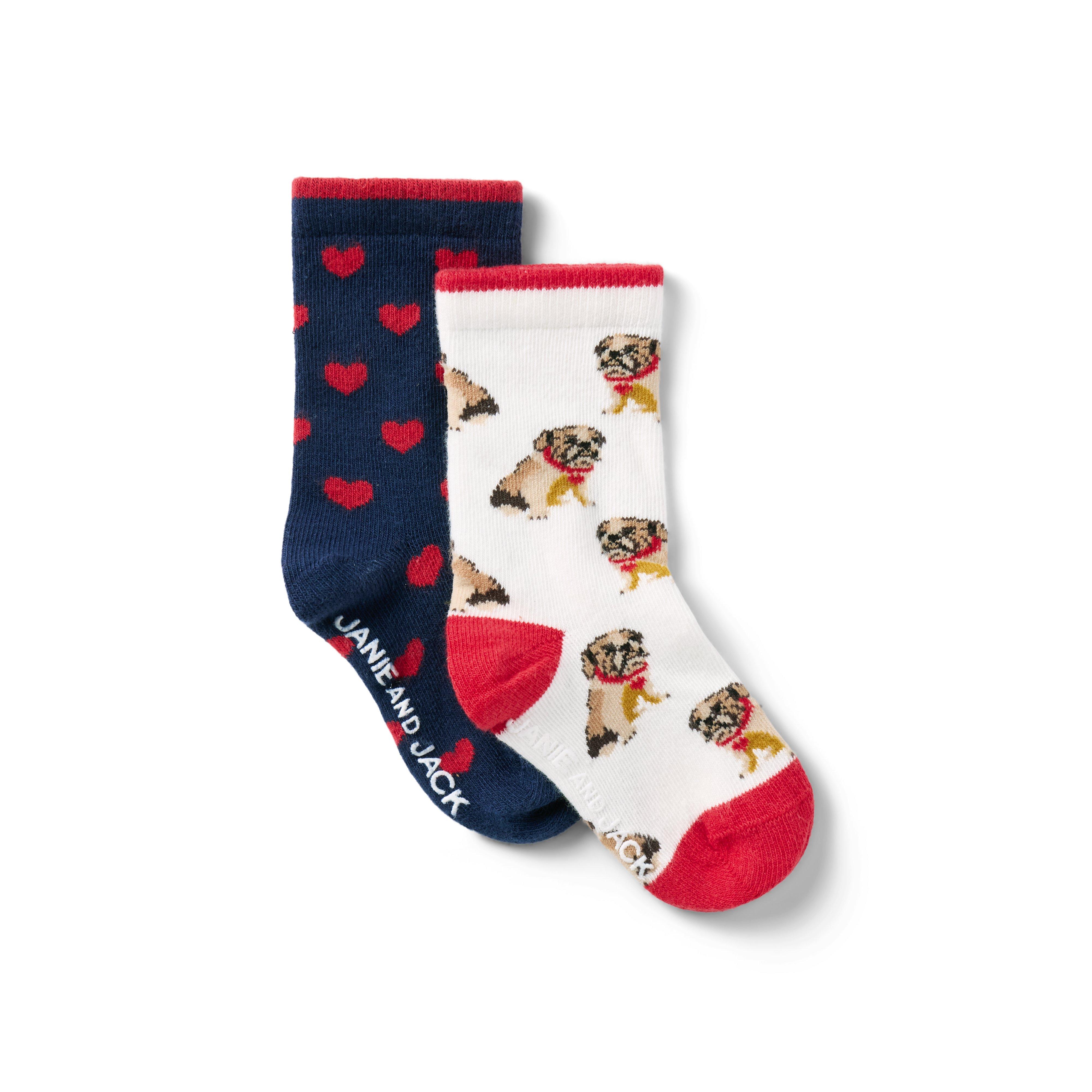 Bulldog And Heart Sock 2-Pack