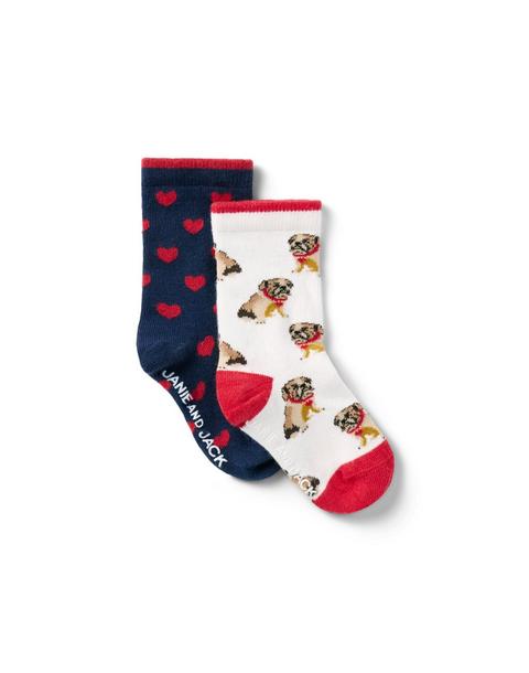 Bulldog And Heart Sock 2-Pack
