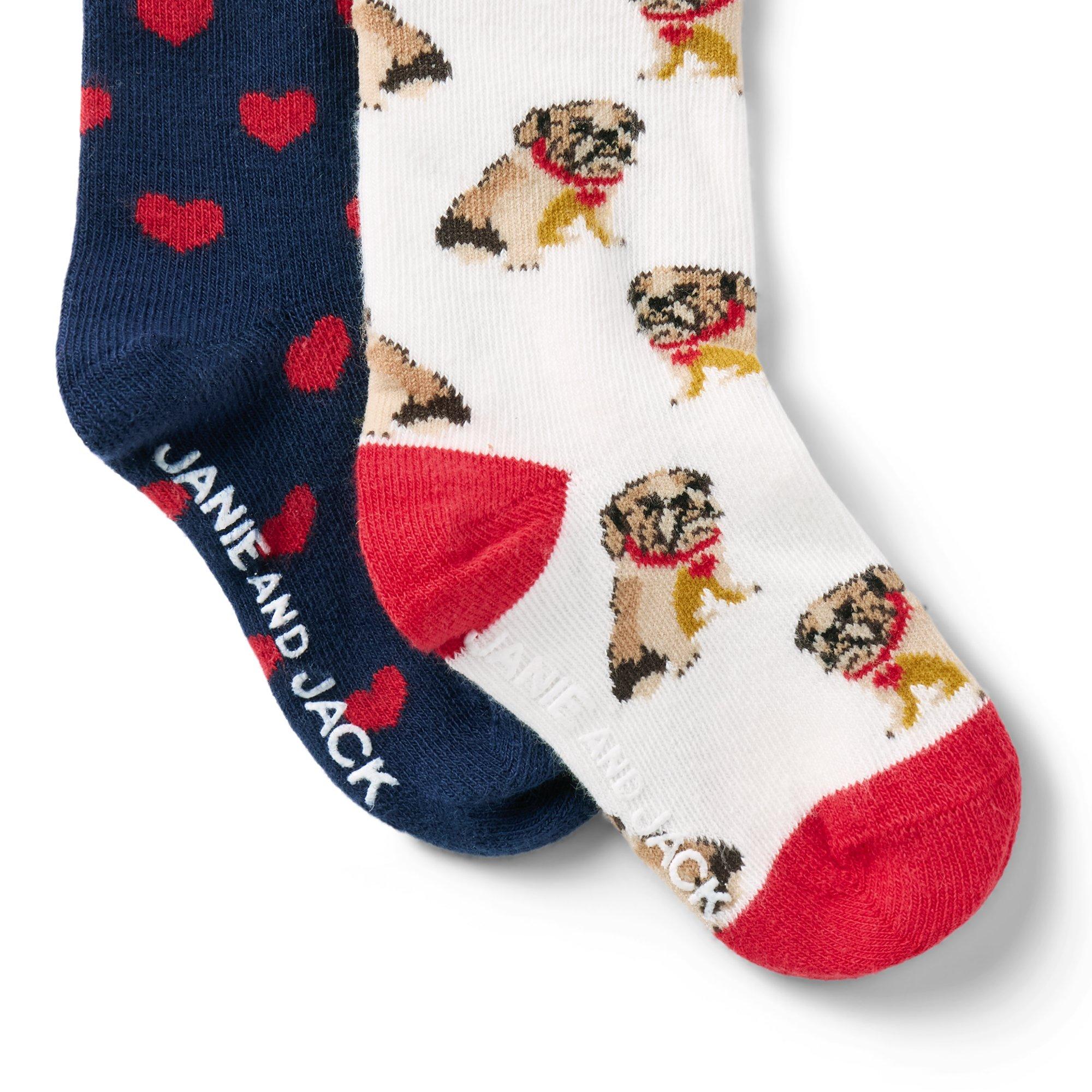 Bulldog And Heart Sock 2-Pack image number 1