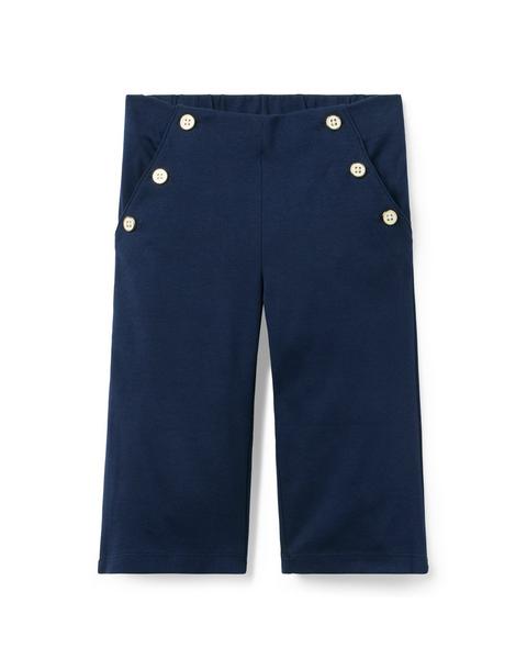 Wide Leg Button Ponte Pant