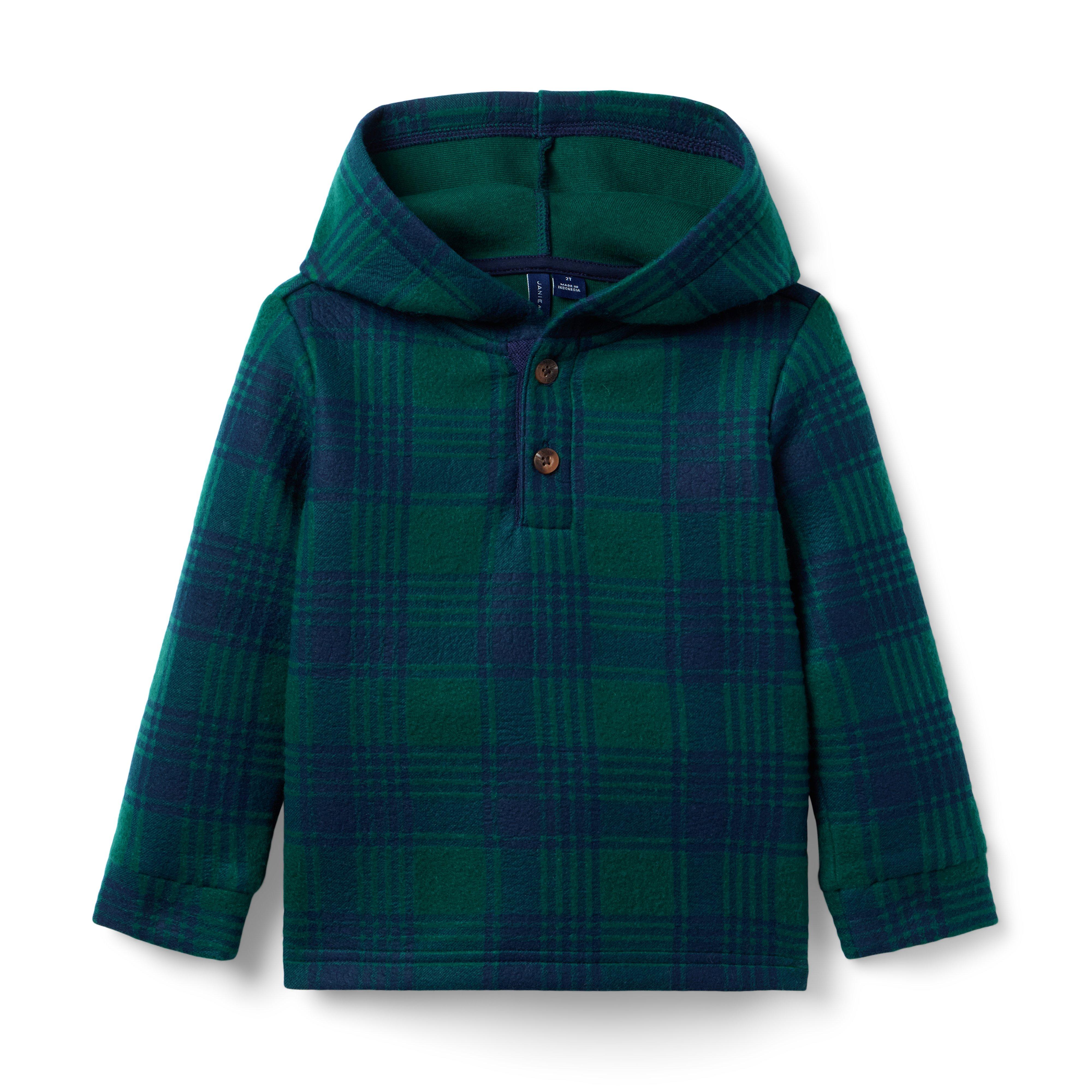 Plaid Fleece Hooded Sweatshirt