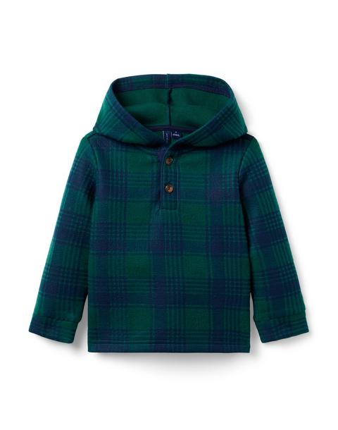 Plaid Fleece Hooded Sweatshirt