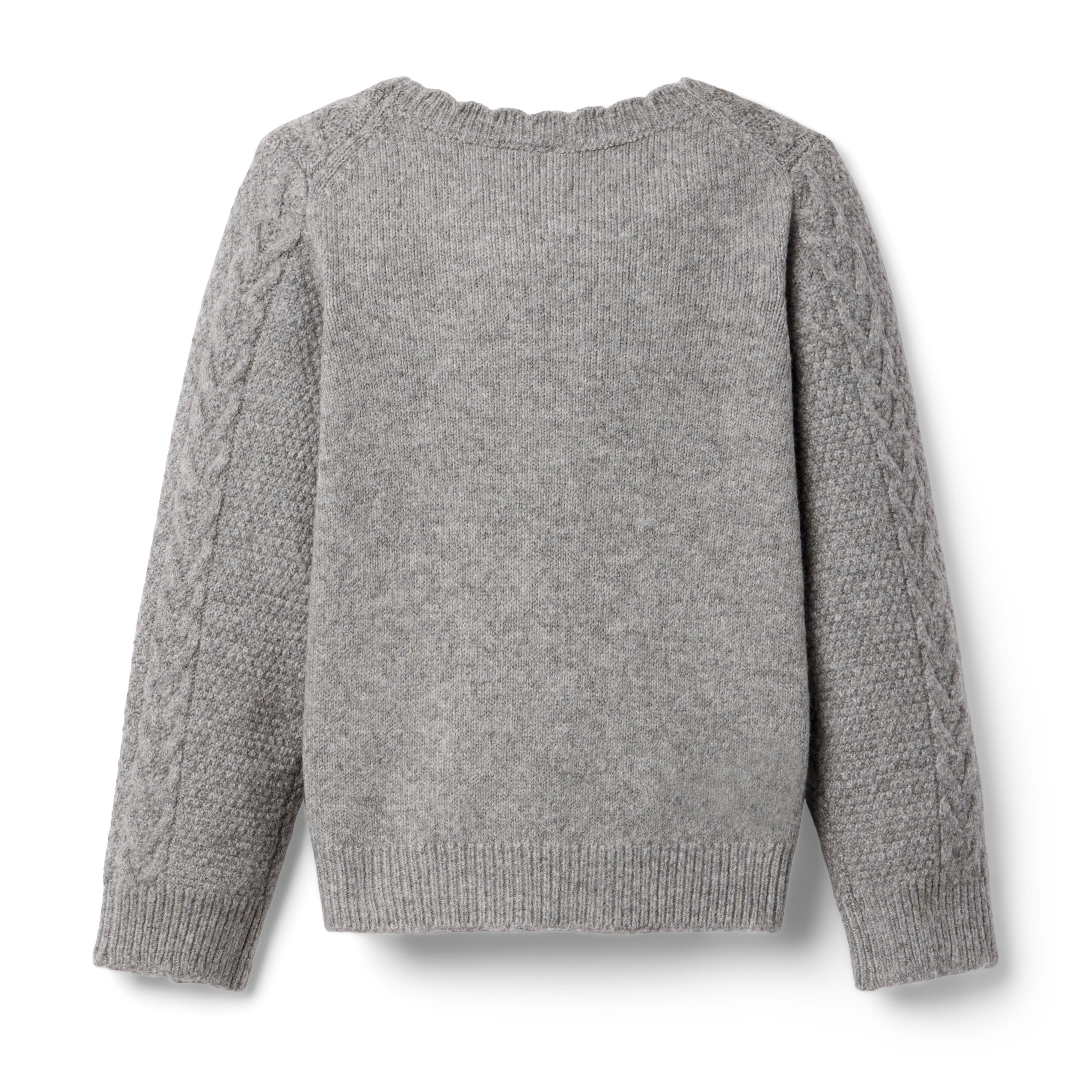Embroidered Floral Cable Knit Sweater image number 2