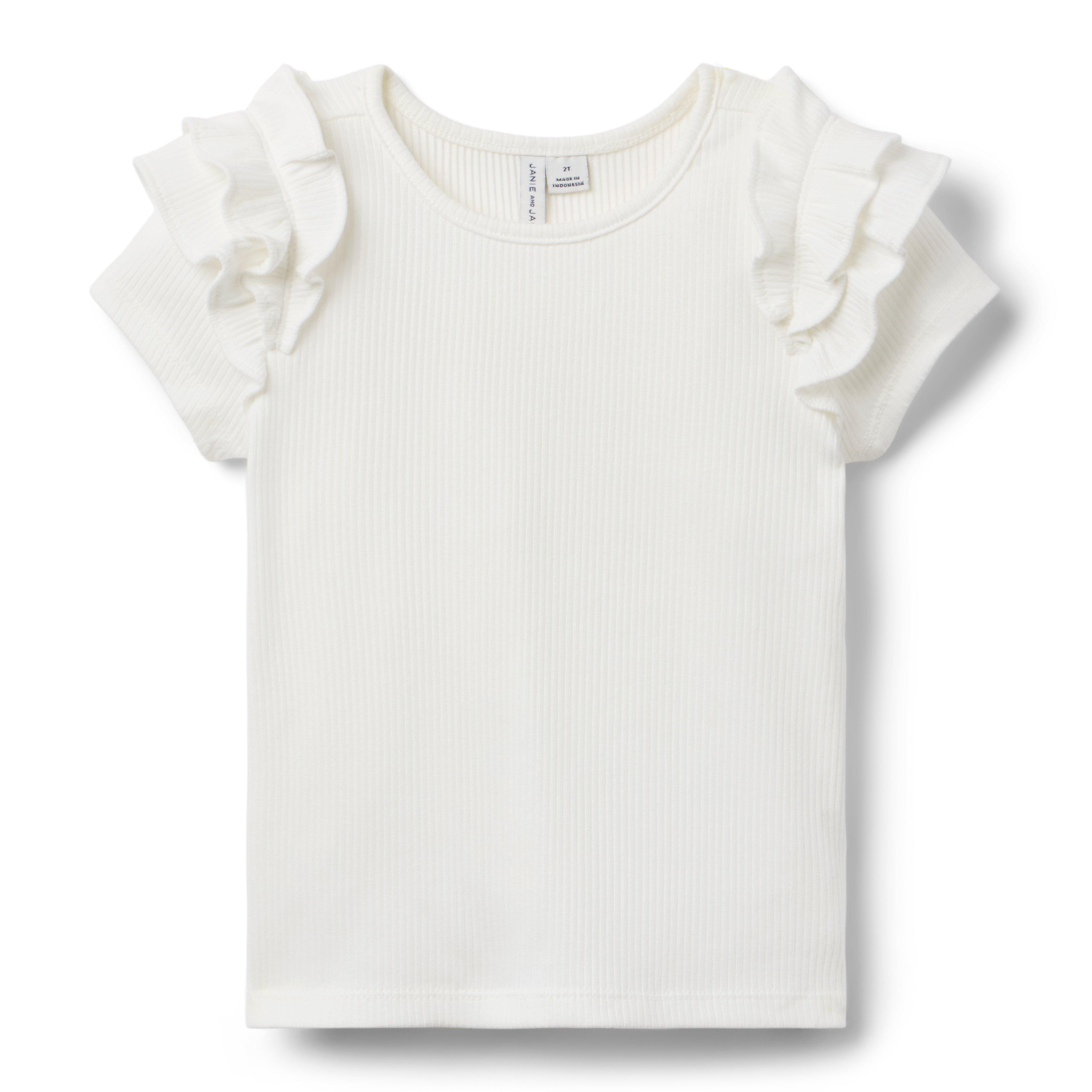 Ribbed Ruffle Sleeve Top