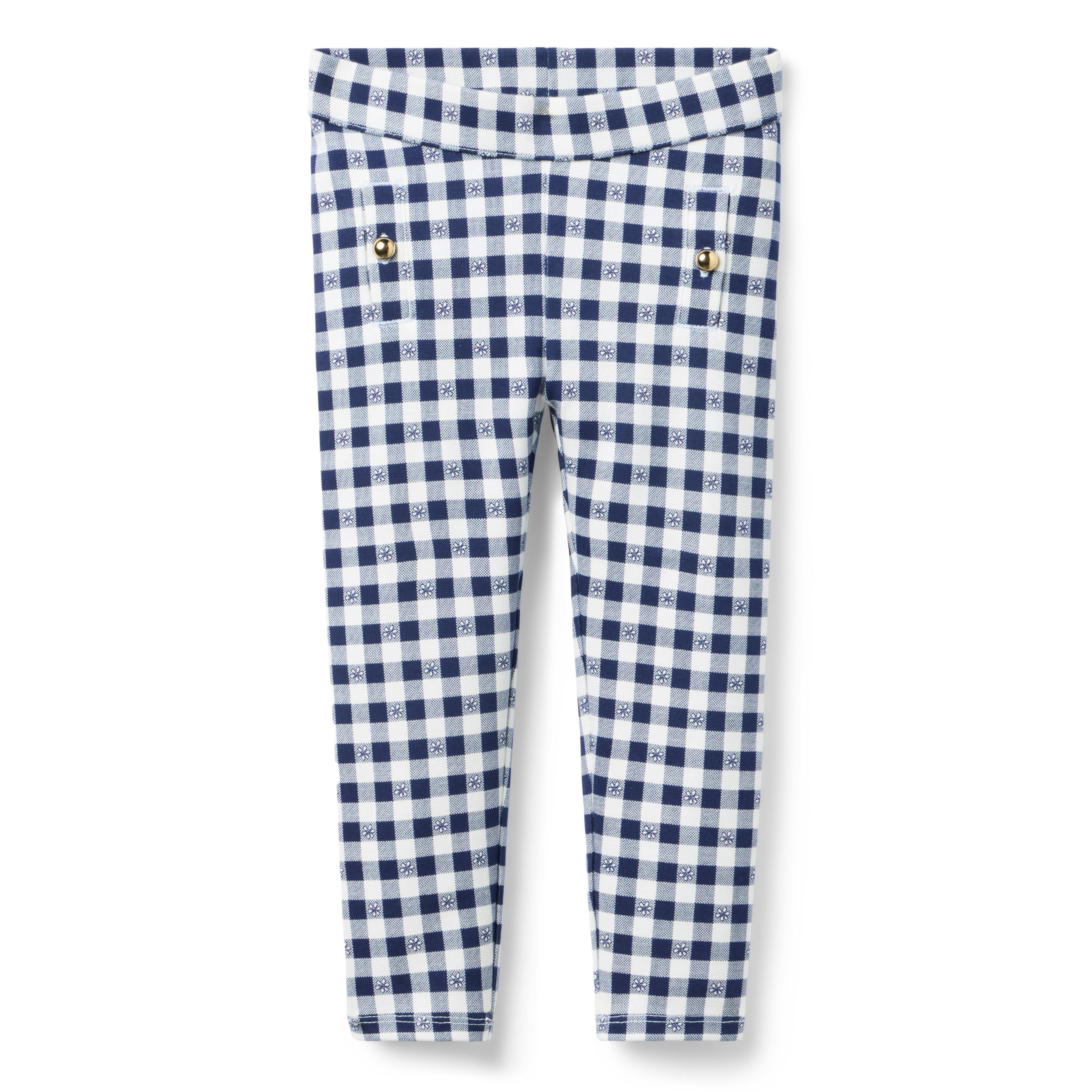 Gingham Button Ponte Pant