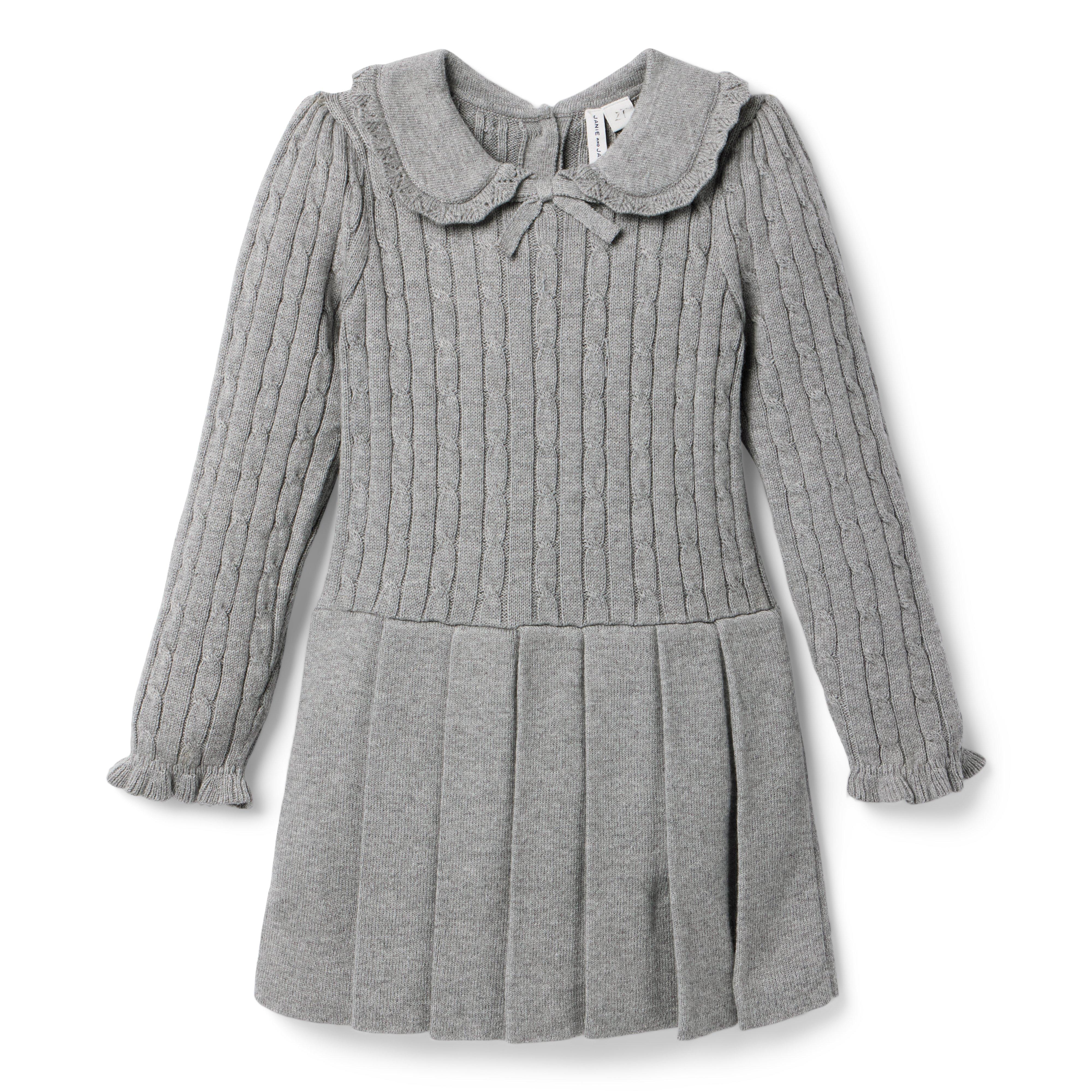 Cable Knit Pleated Sweater Dress