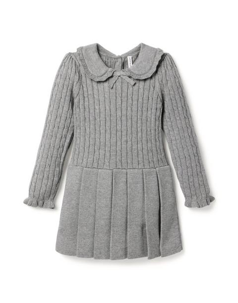 Cable Knit Pleated Sweater Dress
